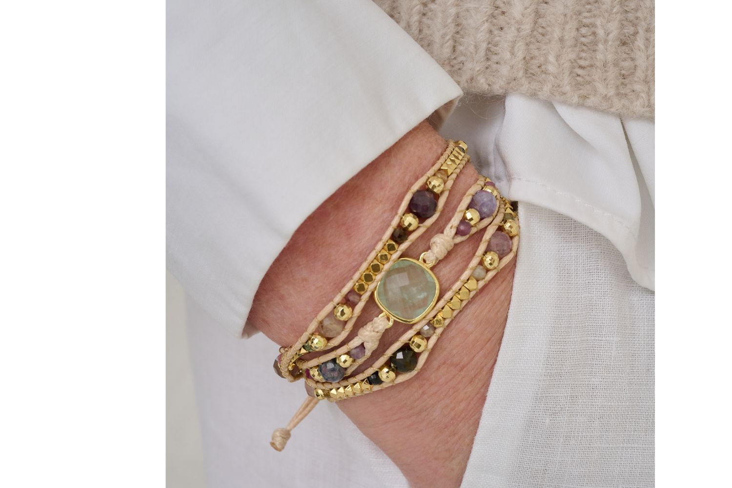 Boho Betty Tormaline Gemstone Wrap Bracelet