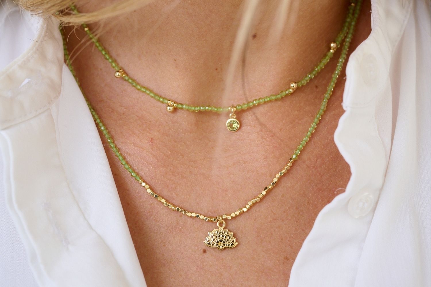BB-Bia-lotus-charm-gold-necklace-peridot-boho-betty-august-birthstone