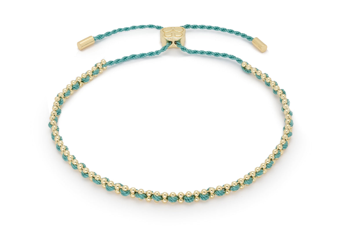 Braid Teal Gold Bracelet - Boho Betty