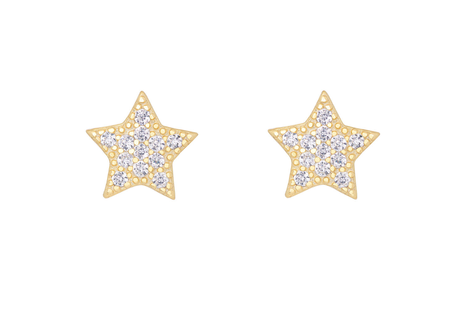 Chastain Gold CZ Sterling Silver Star Stud Earrings - Boho Betty USA