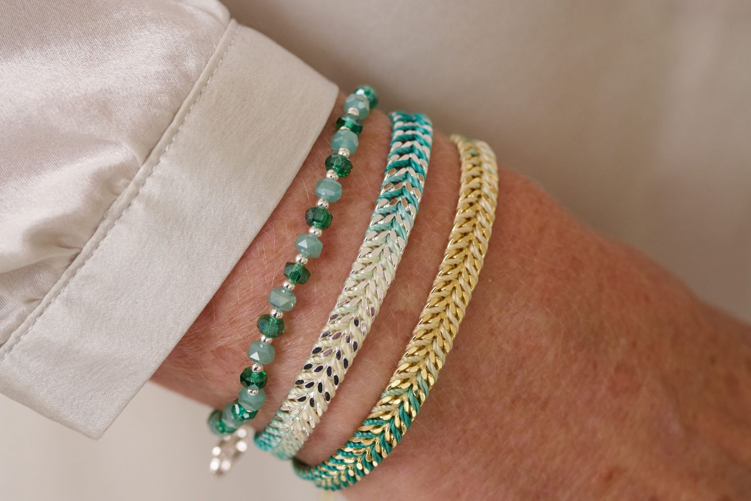 Iztac Turquoise Ombré Silver Woven Bracelet