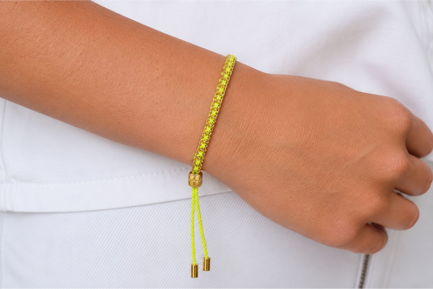 Lilia Neon Yellow Gold Woven Bracelet