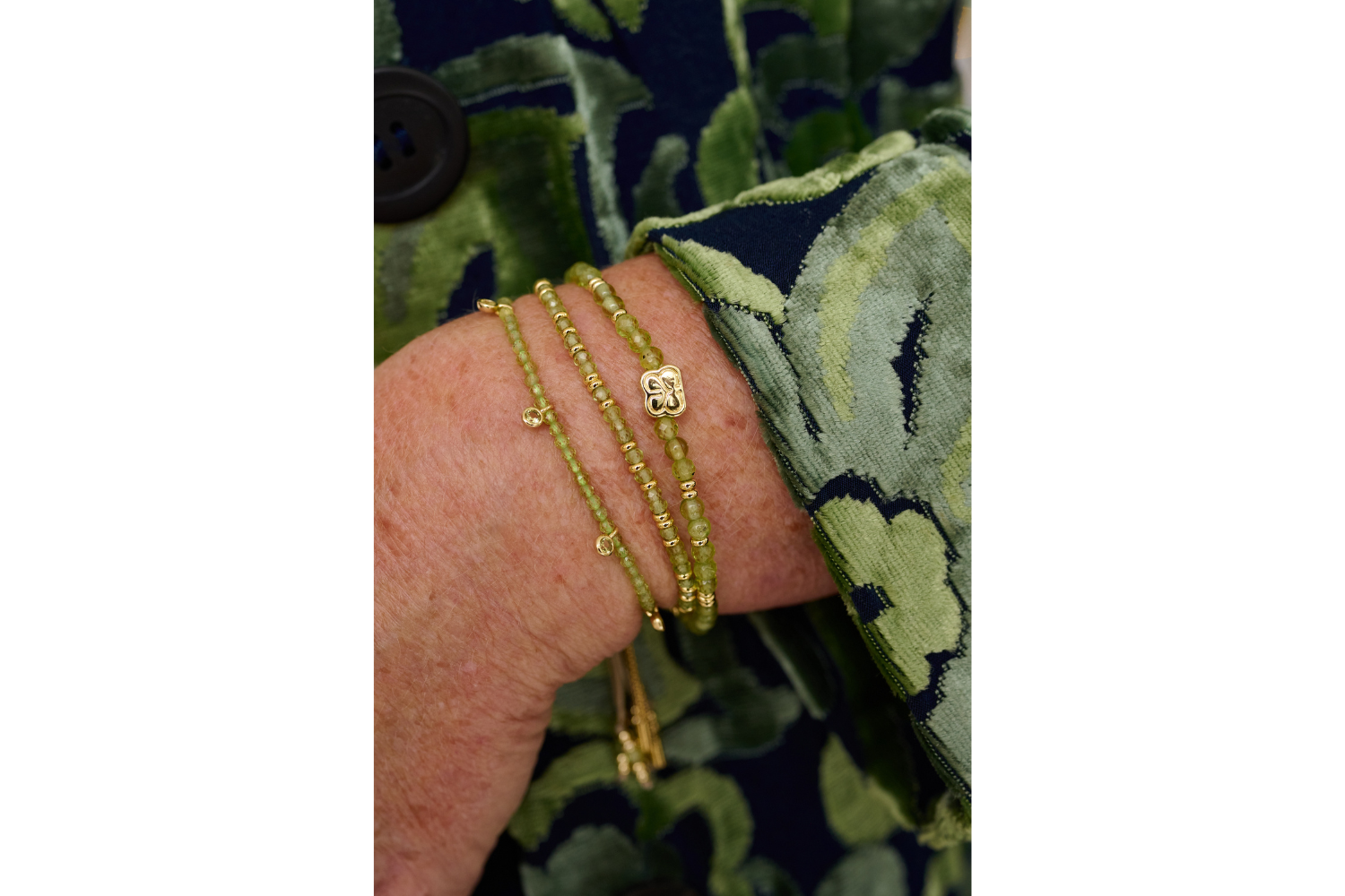 Bliss Gold Peridot Slider Bead Bracelet