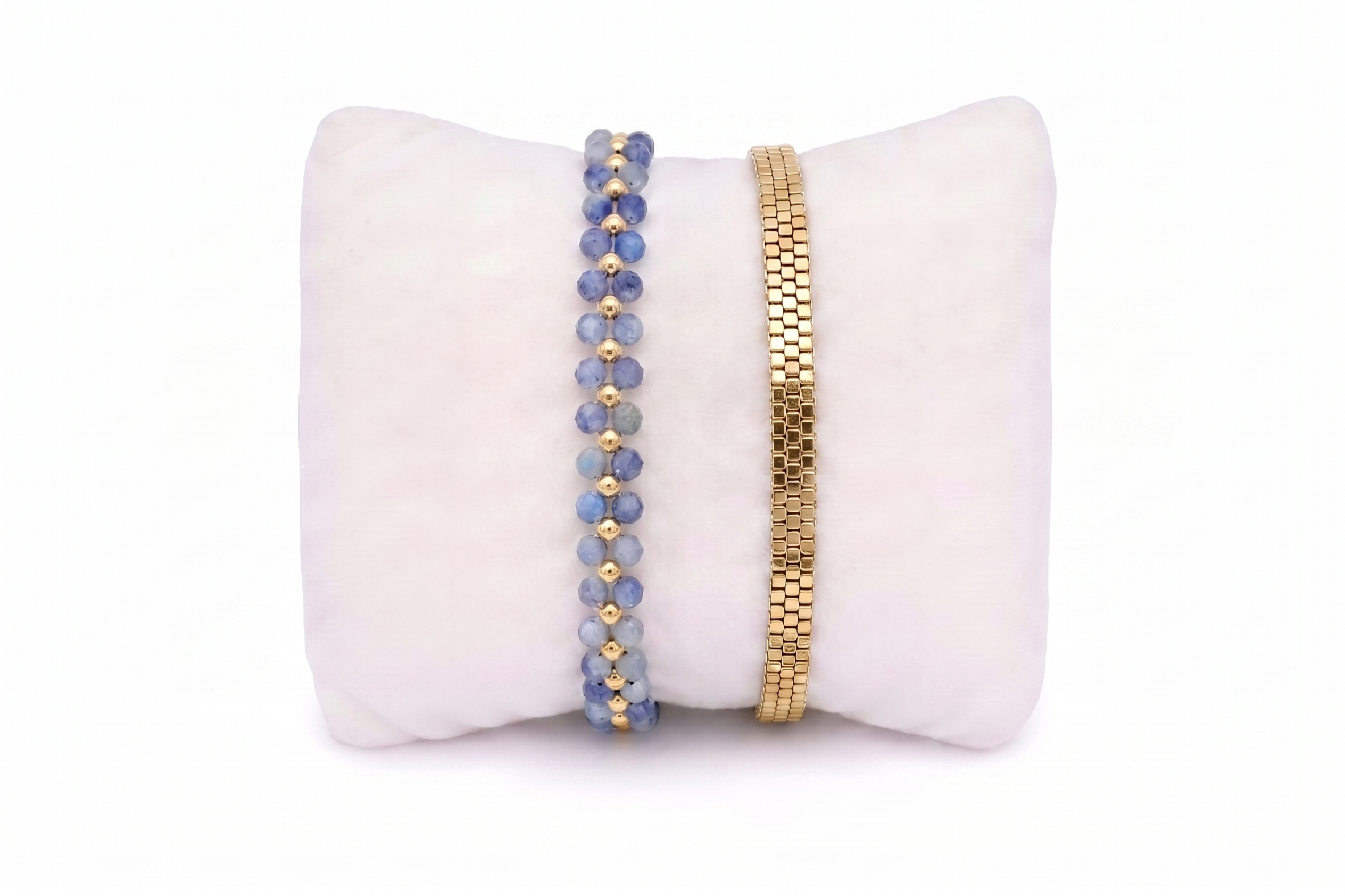 Samay Blue Aventurine & Gold Bracelet Stack - Boho Betty USA