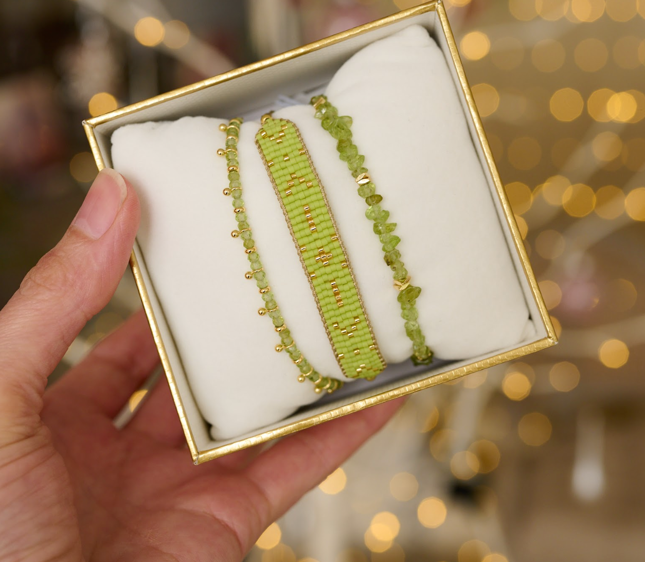 Batiki Peridot & Gold Stacking Bracelet - Boho Betty USA