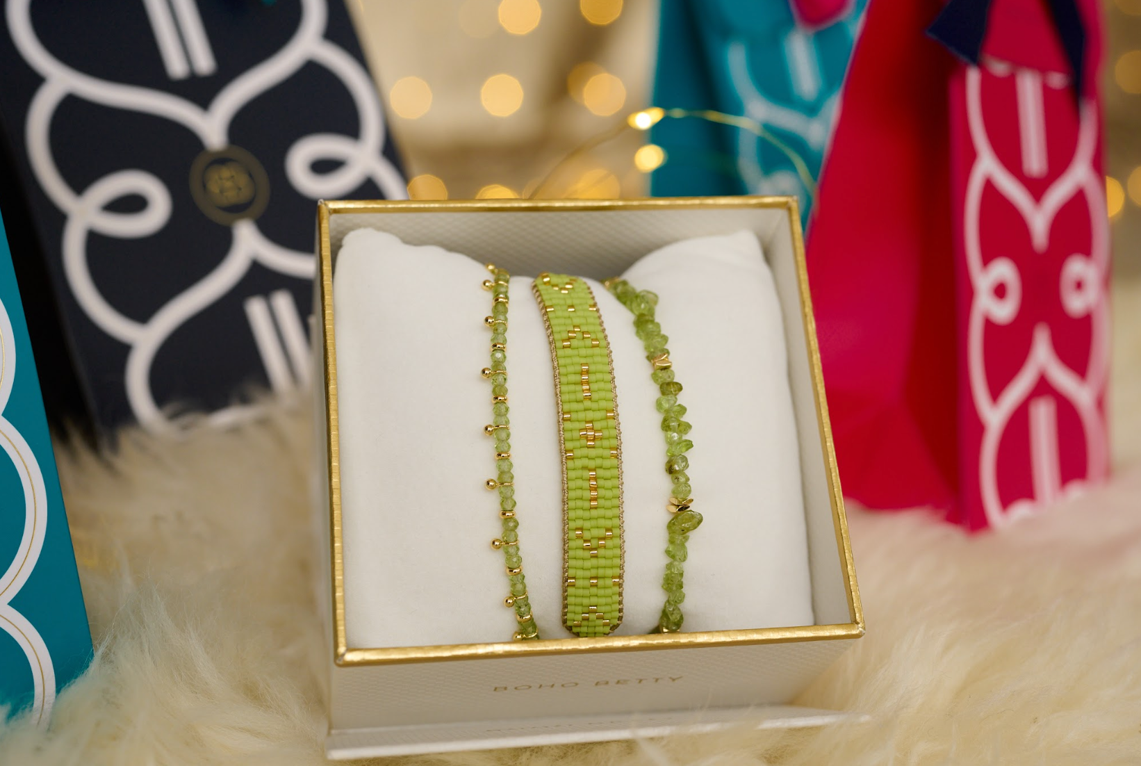 Batiki Peridot & Gold Stacking Bracelet - Boho Betty USA