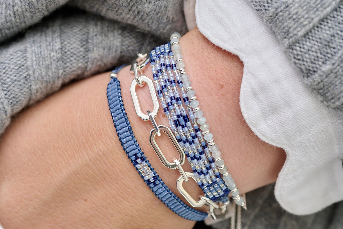 Crisos Silver Chunky Chain Bracelet styled on the wrist - Boho Betty
