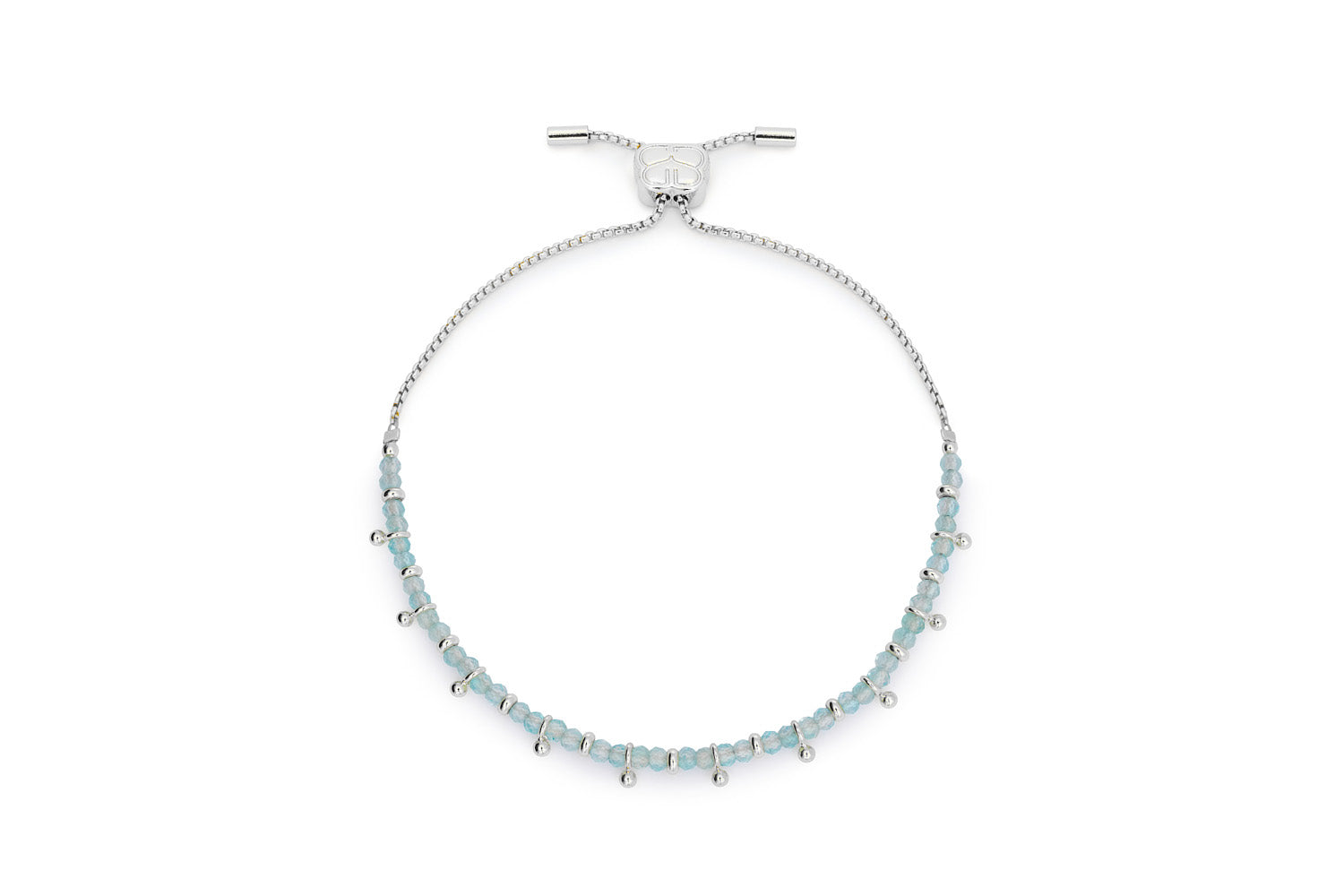 Harmony Silver & Blue Topaz Gemstone Slider Bracelet on white background