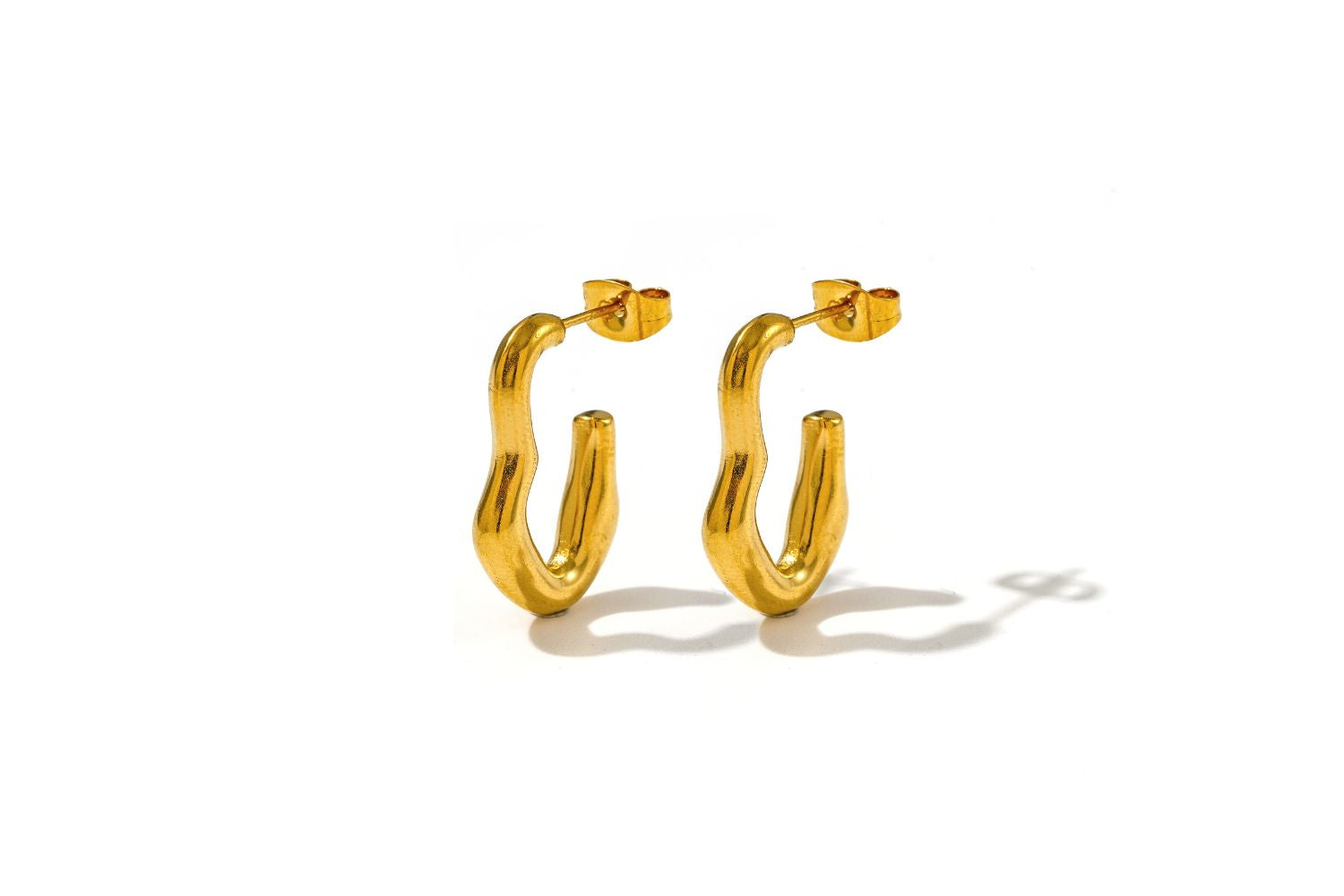 Savina sculptural organic gold hoop earrings by Boho Betty