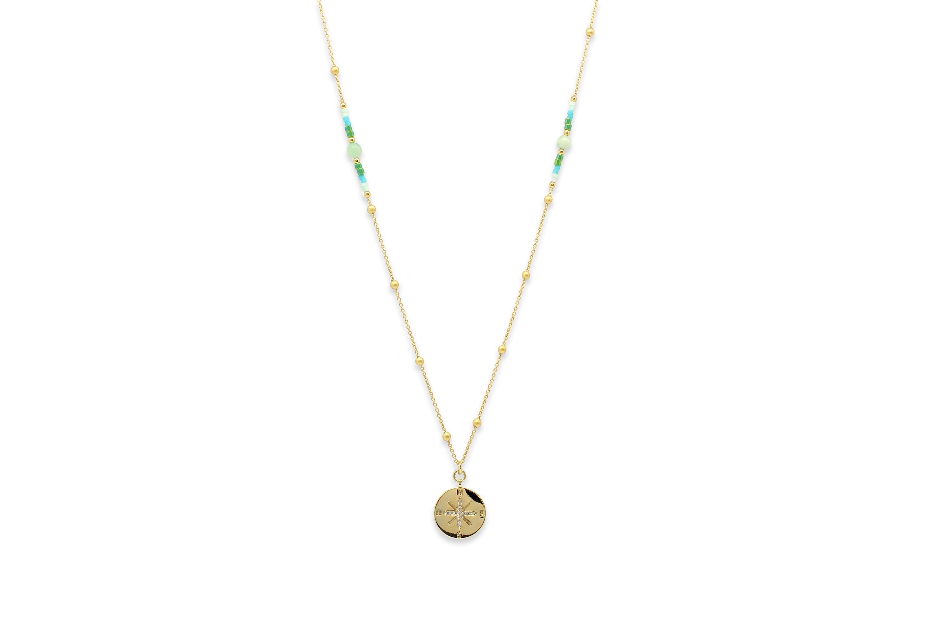 Asteria Gold & Mint Long Beaded Necklace - Boho Betty