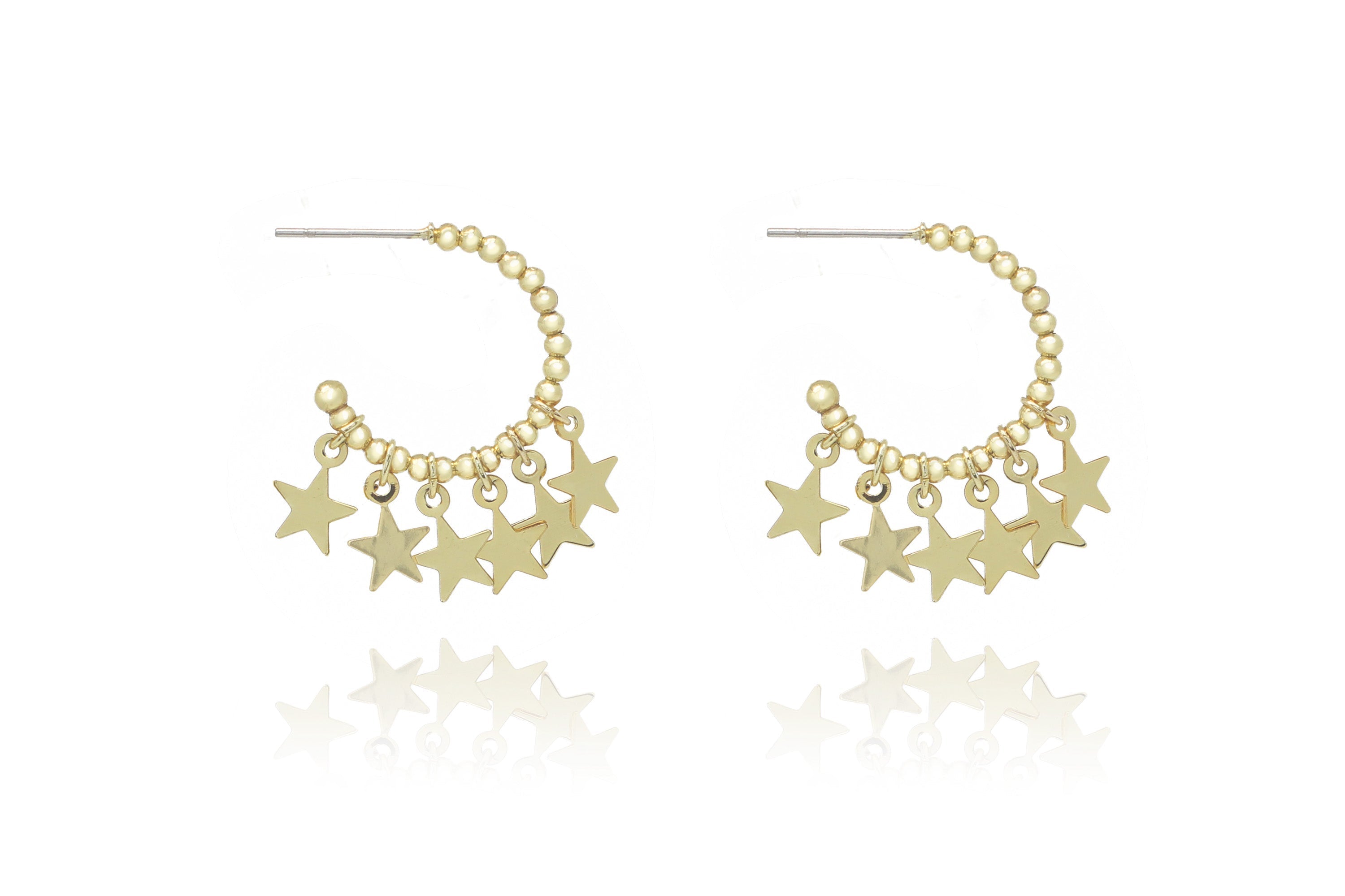 Aura Multi Star Gold Hoop Earrings - Boho Betty