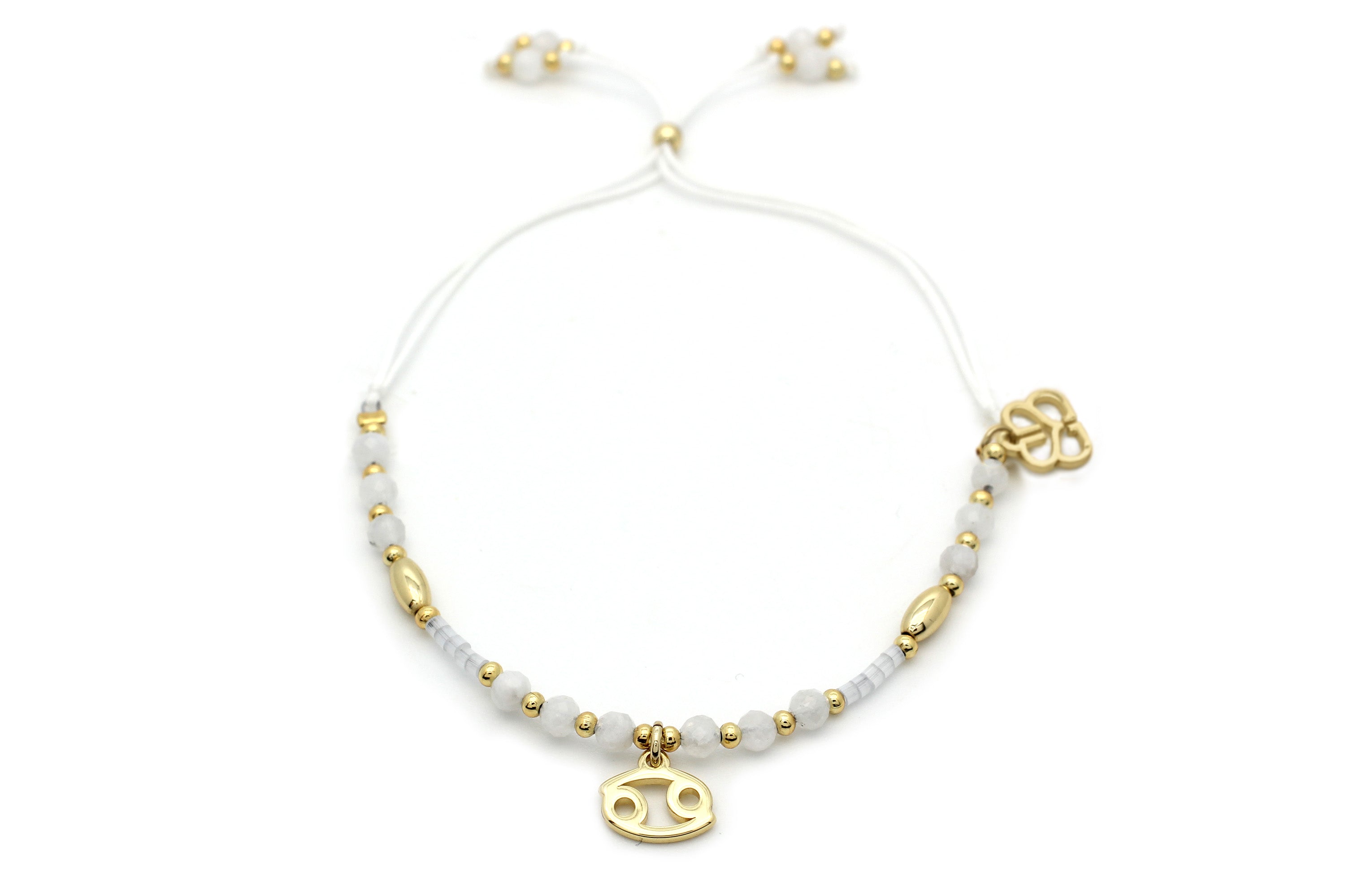 Cancer Zodiac Gemstone Gold Bracelet - Boho Betty