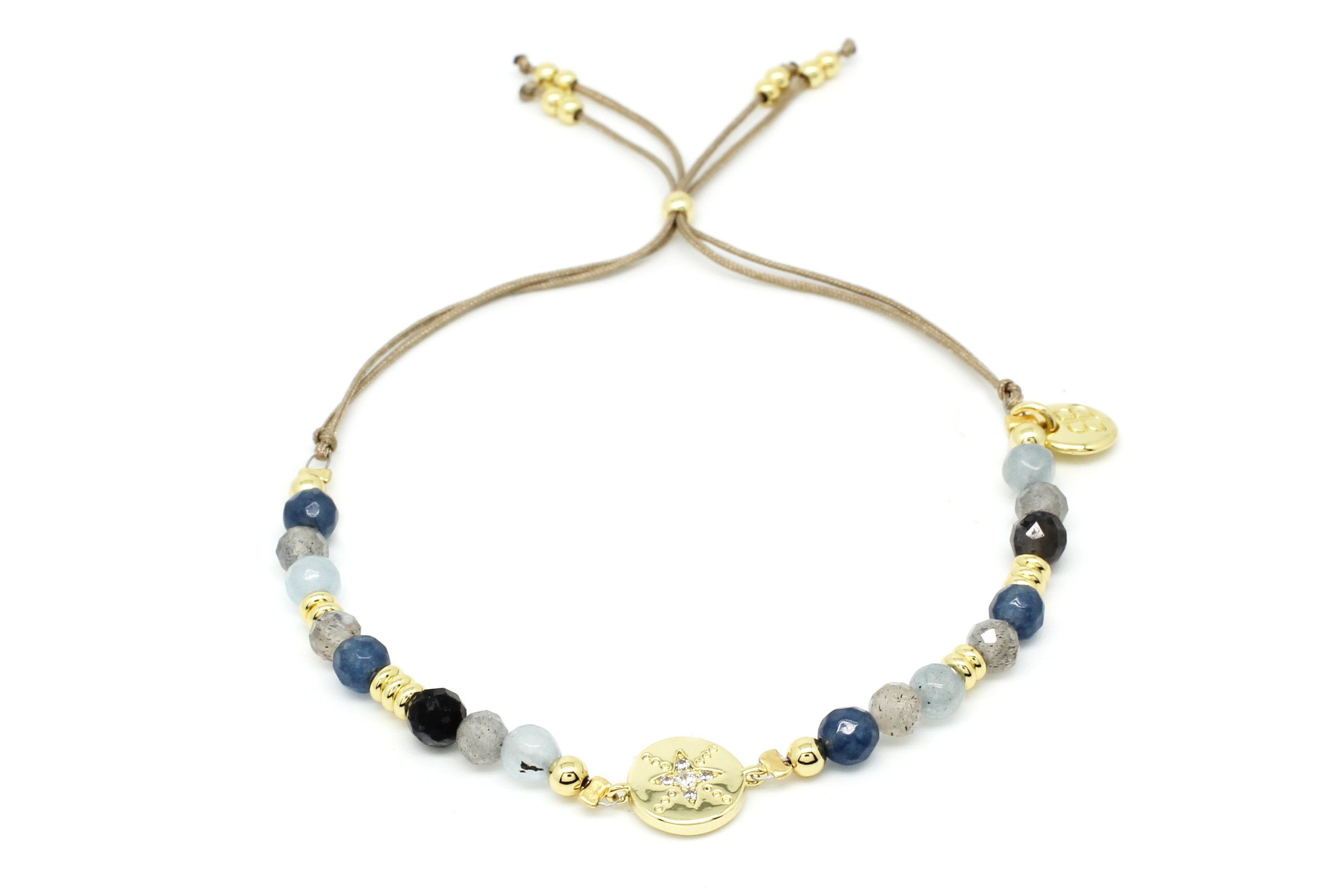 Chara Denim Gemstone & Gold Charm Bracelet - Boho Betty