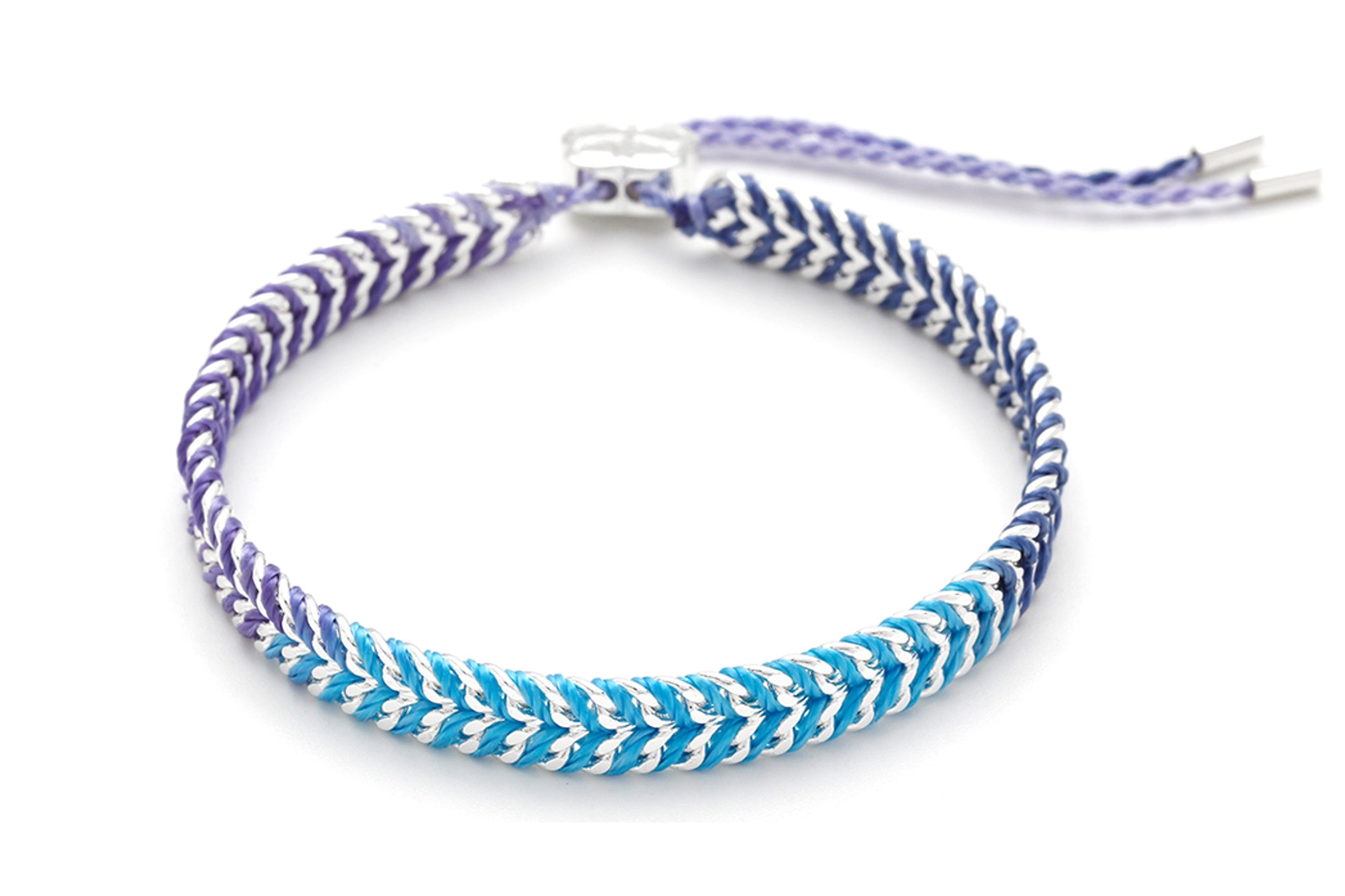 Iztac Blue Ombré Silver Woven Bracelet