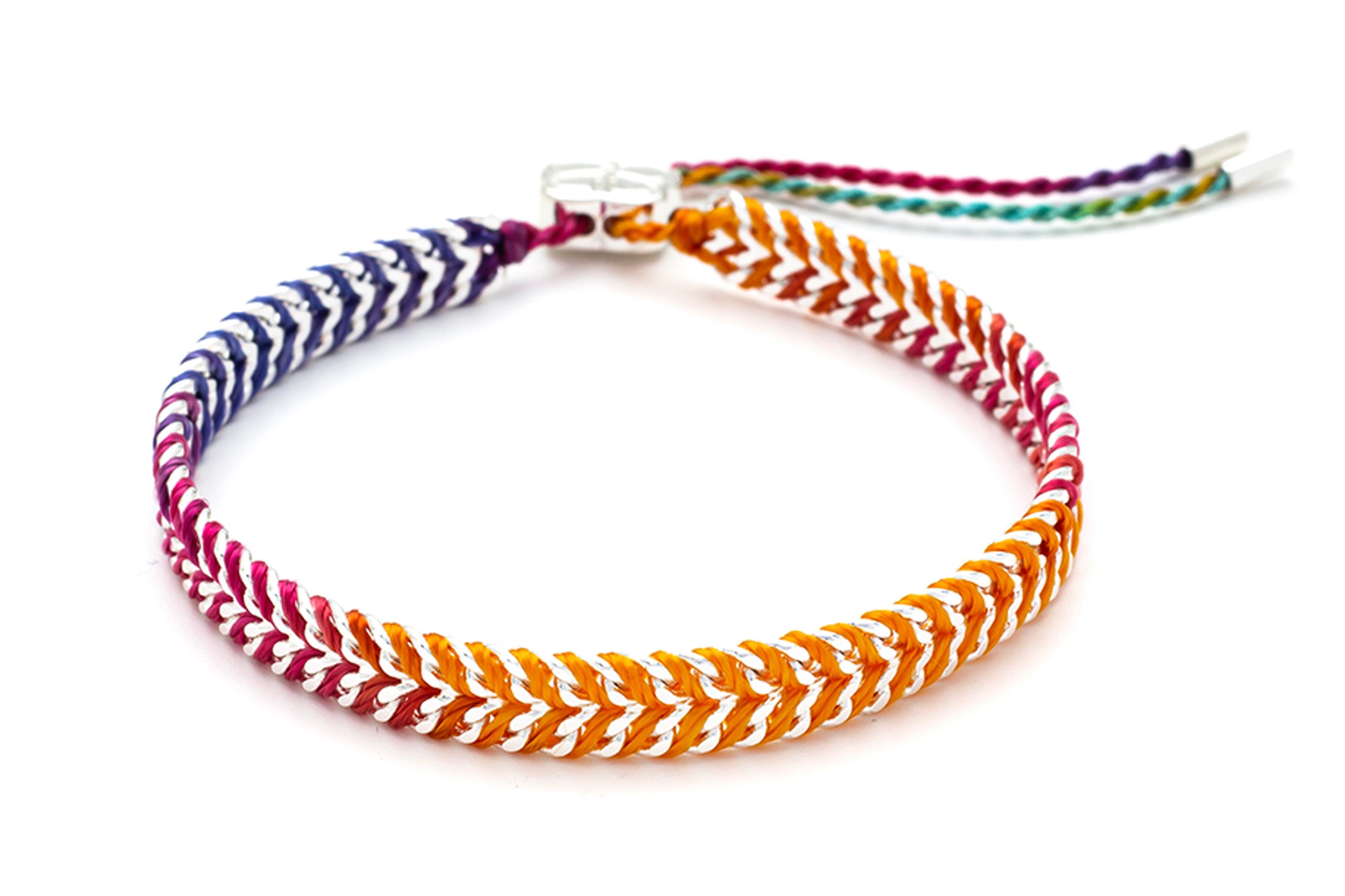 Iztac Tropical Ombré Silver Woven Bracelet