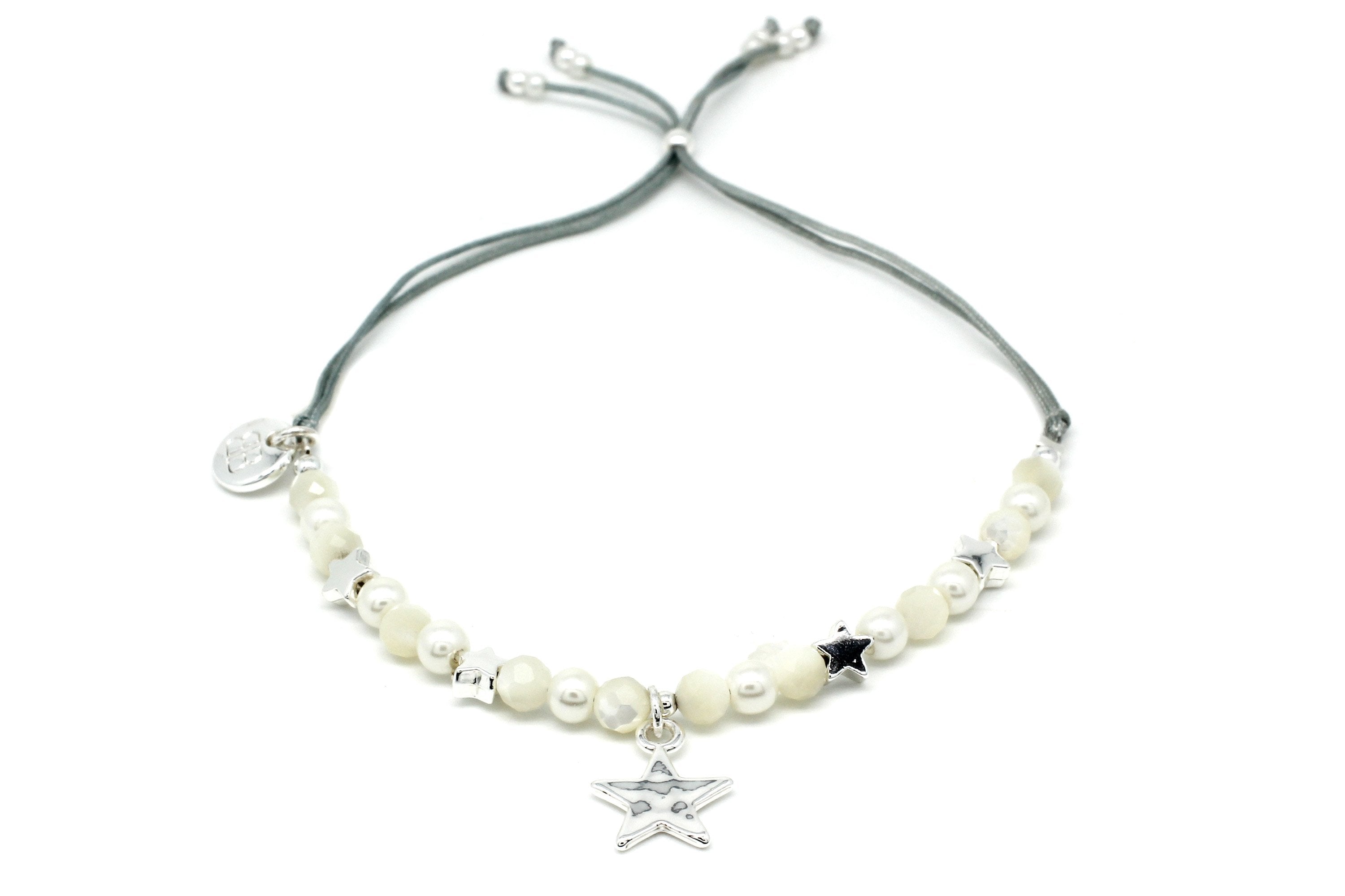 Regulus Pearl & Silver Star Charm Bracelet - Boho Betty