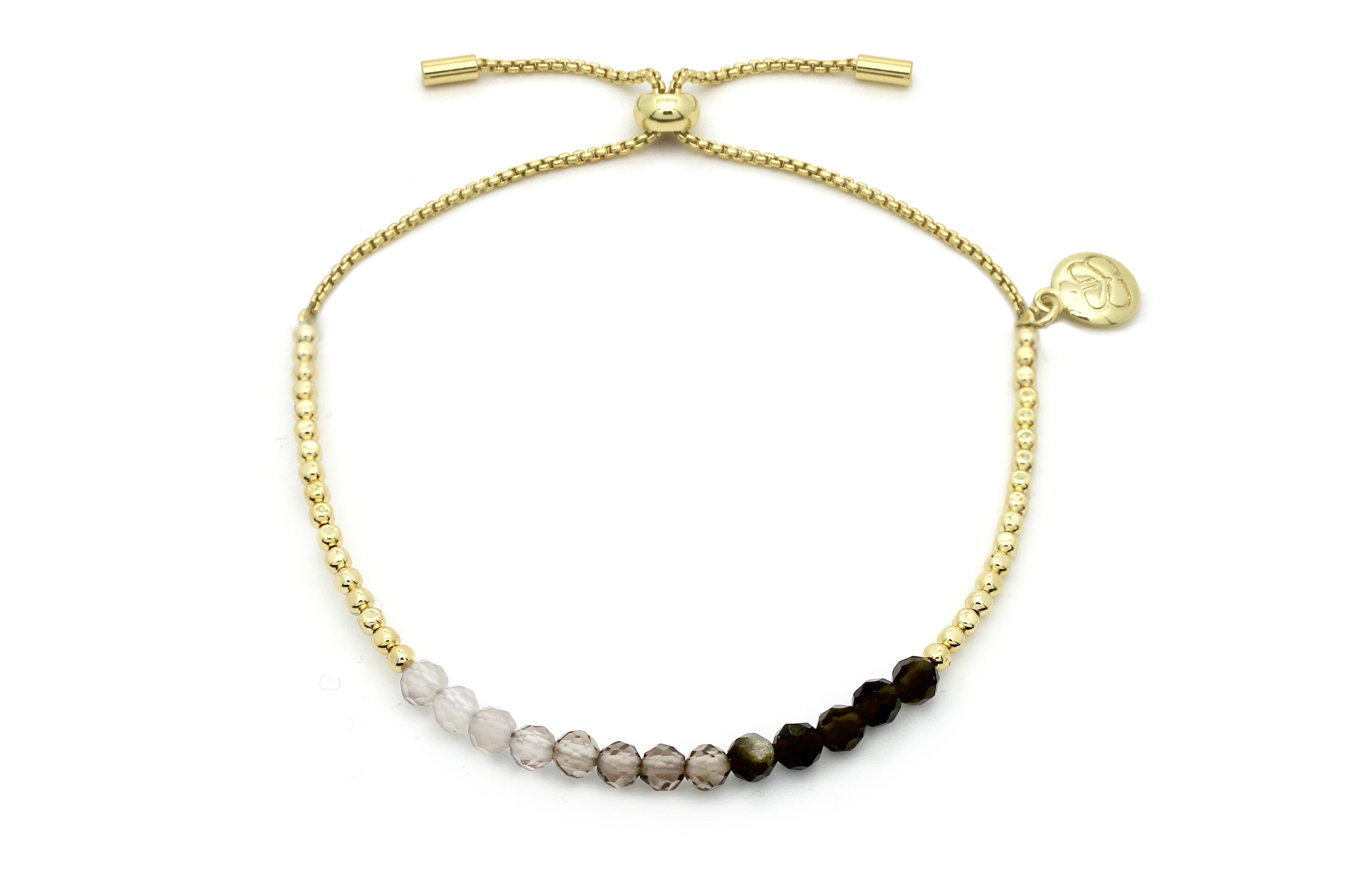 Tranquill Ombre Smokey Quartz Gold Bracelet - Boho Betty