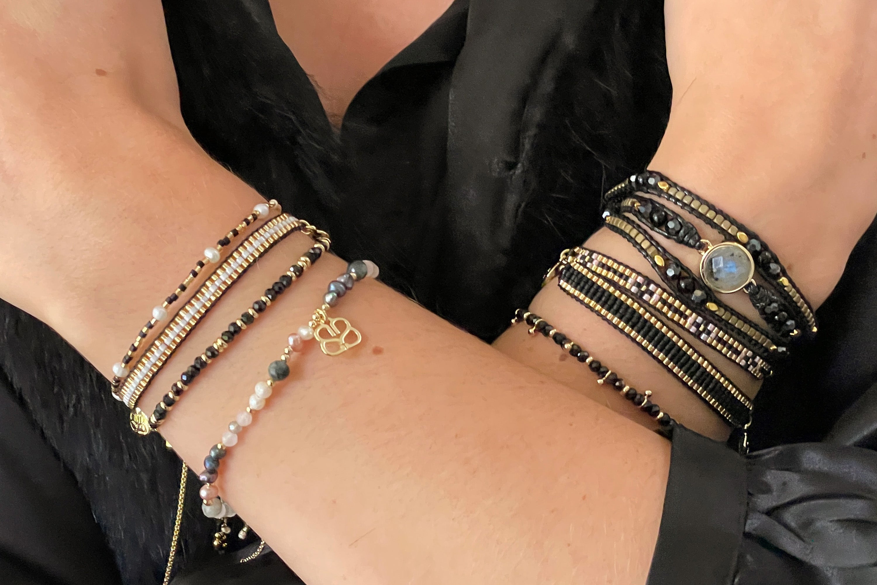 Mystical Black Spinel Gold Bracelet - Boho Betty