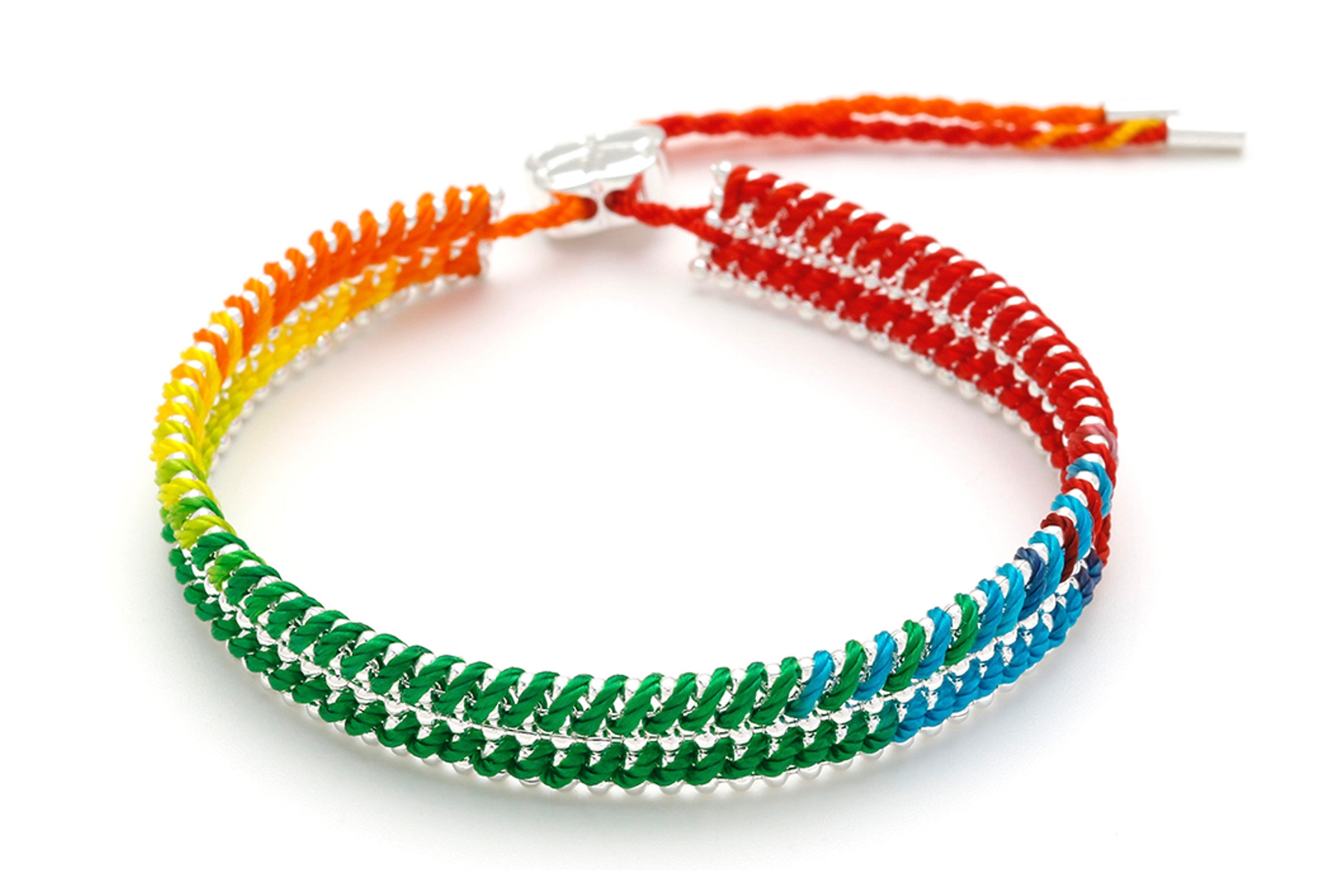 Yolia Rainbow Ombre & Silver Woven Bracelet