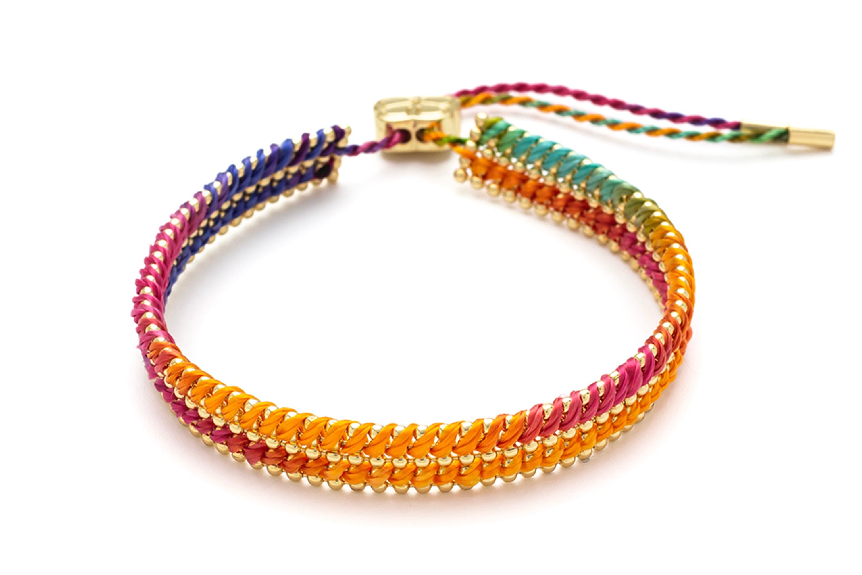 Yolia Tropical Ombré & Gold Woven Bracelet