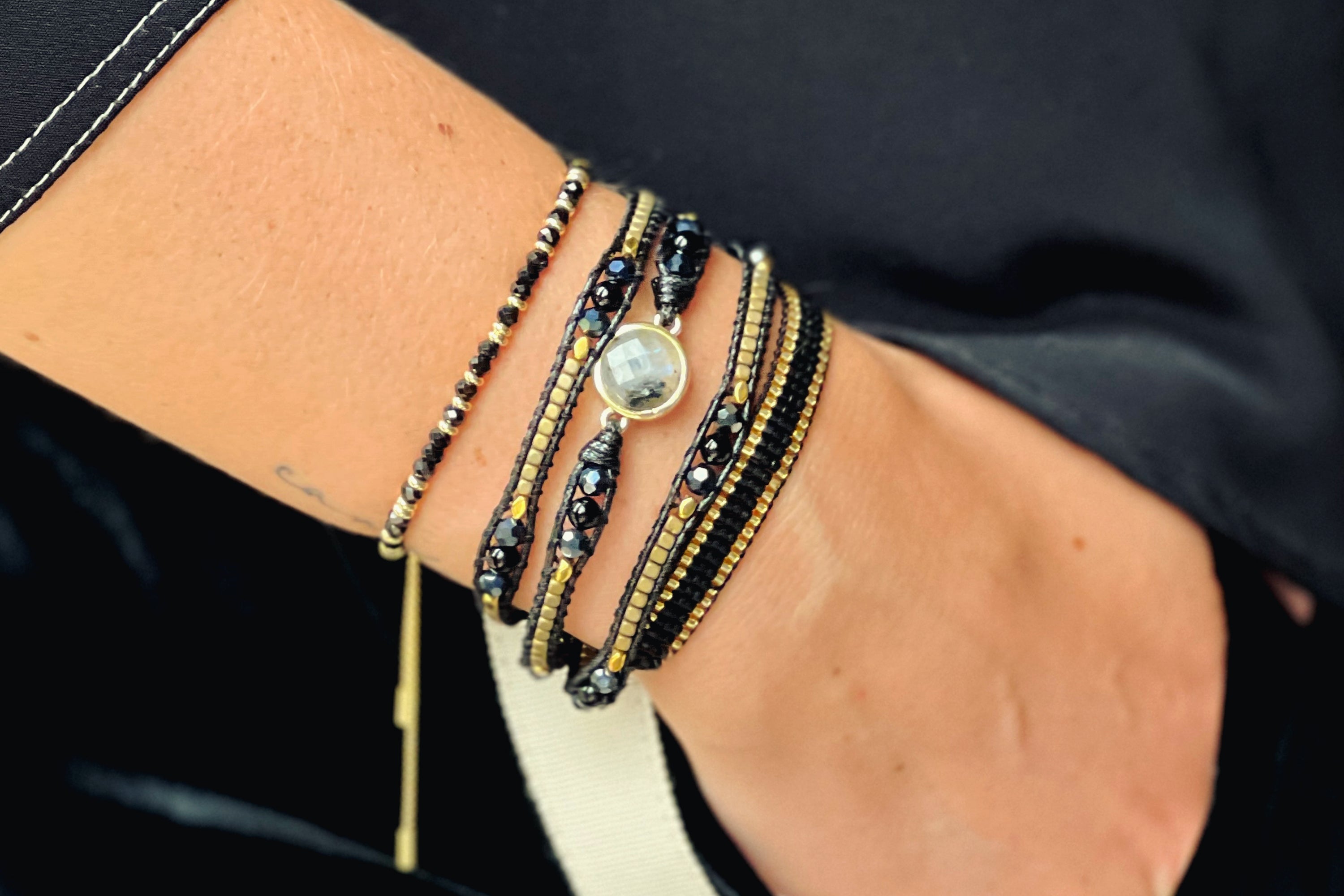 Mystical Black Spinel Gold Bracelet - Boho Betty