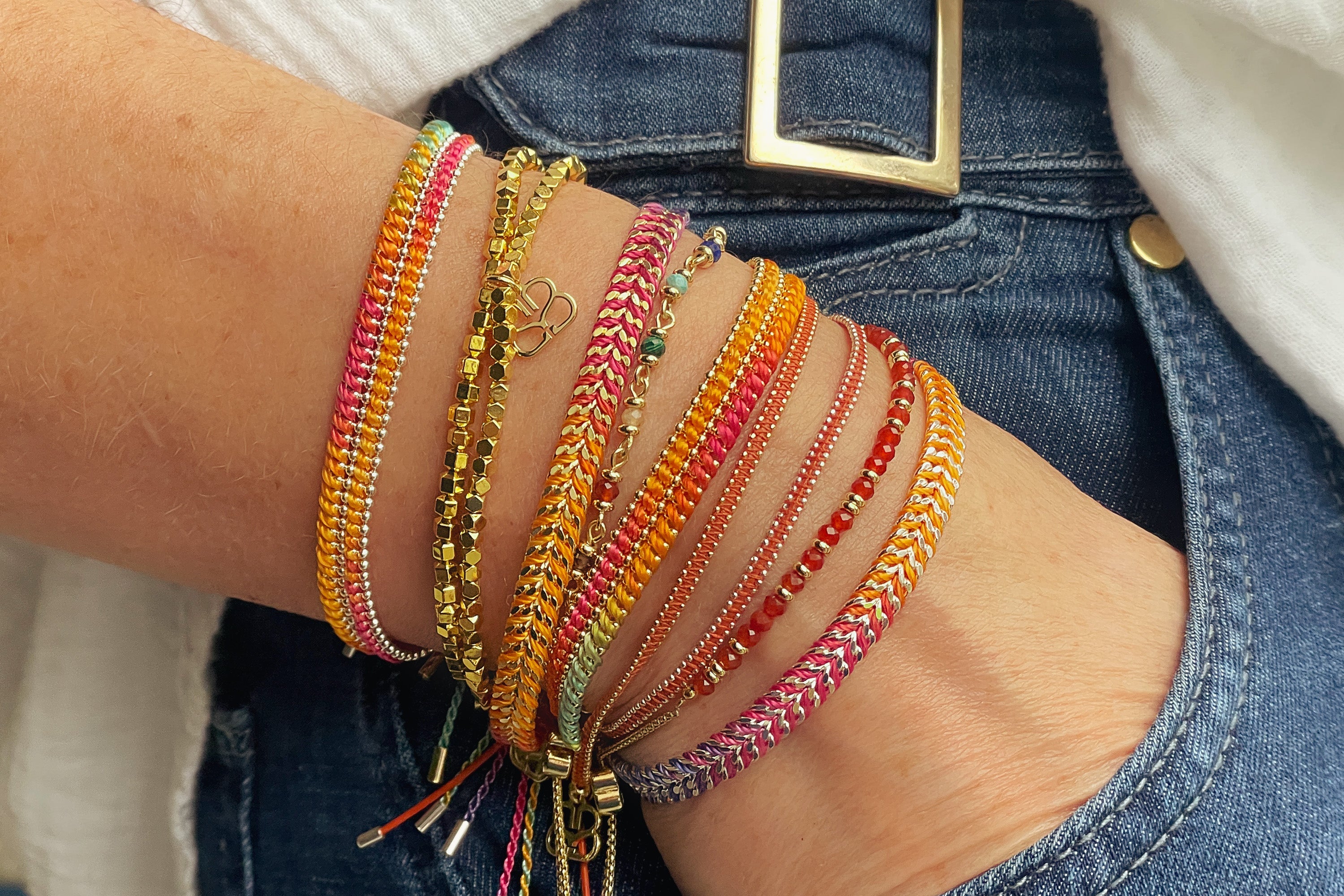 Iztac Tropical Ombré Silver Woven Bracelet - Boho Betty USA