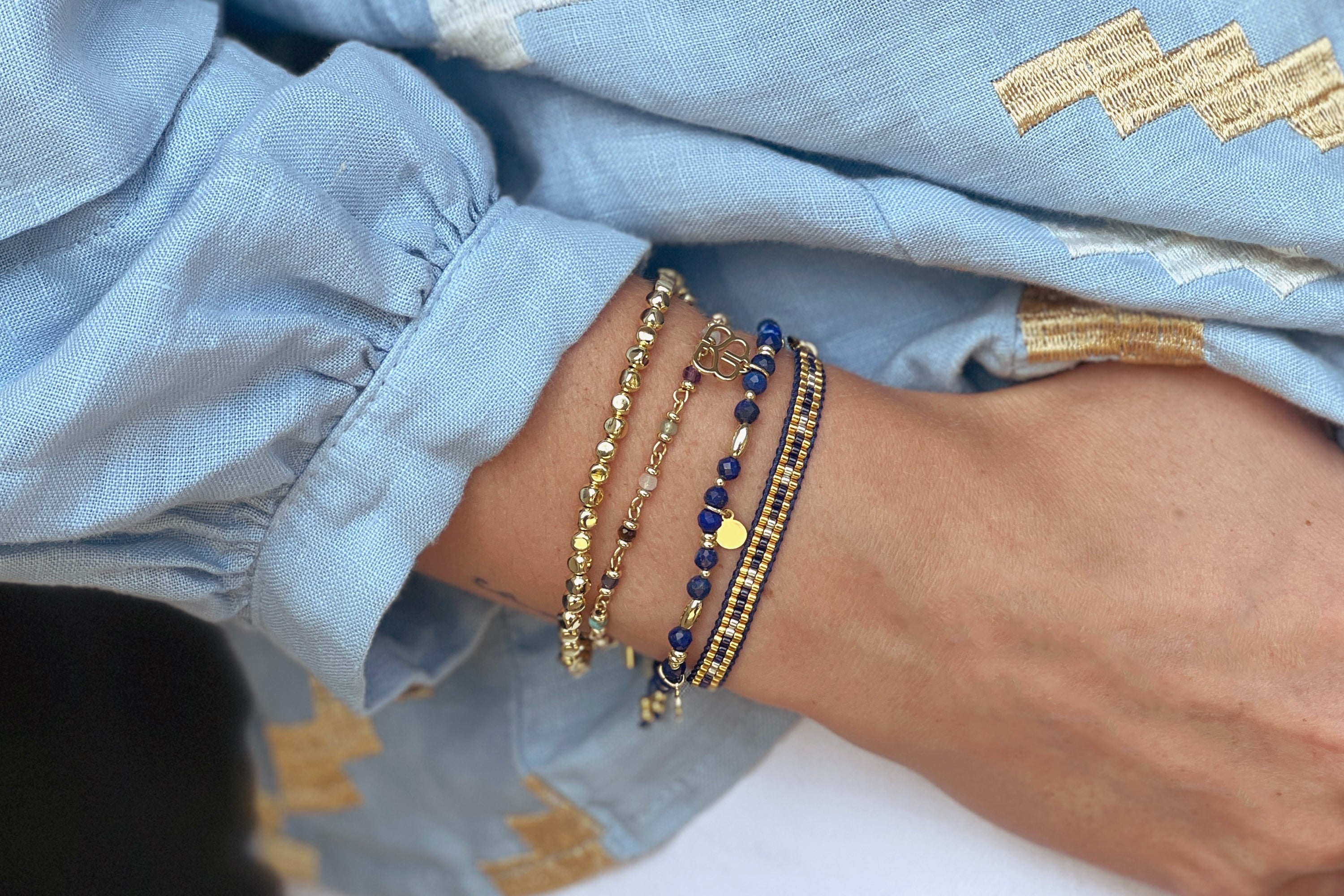 Starshine Navy Beaded Friendship Bracelet - Boho Betty