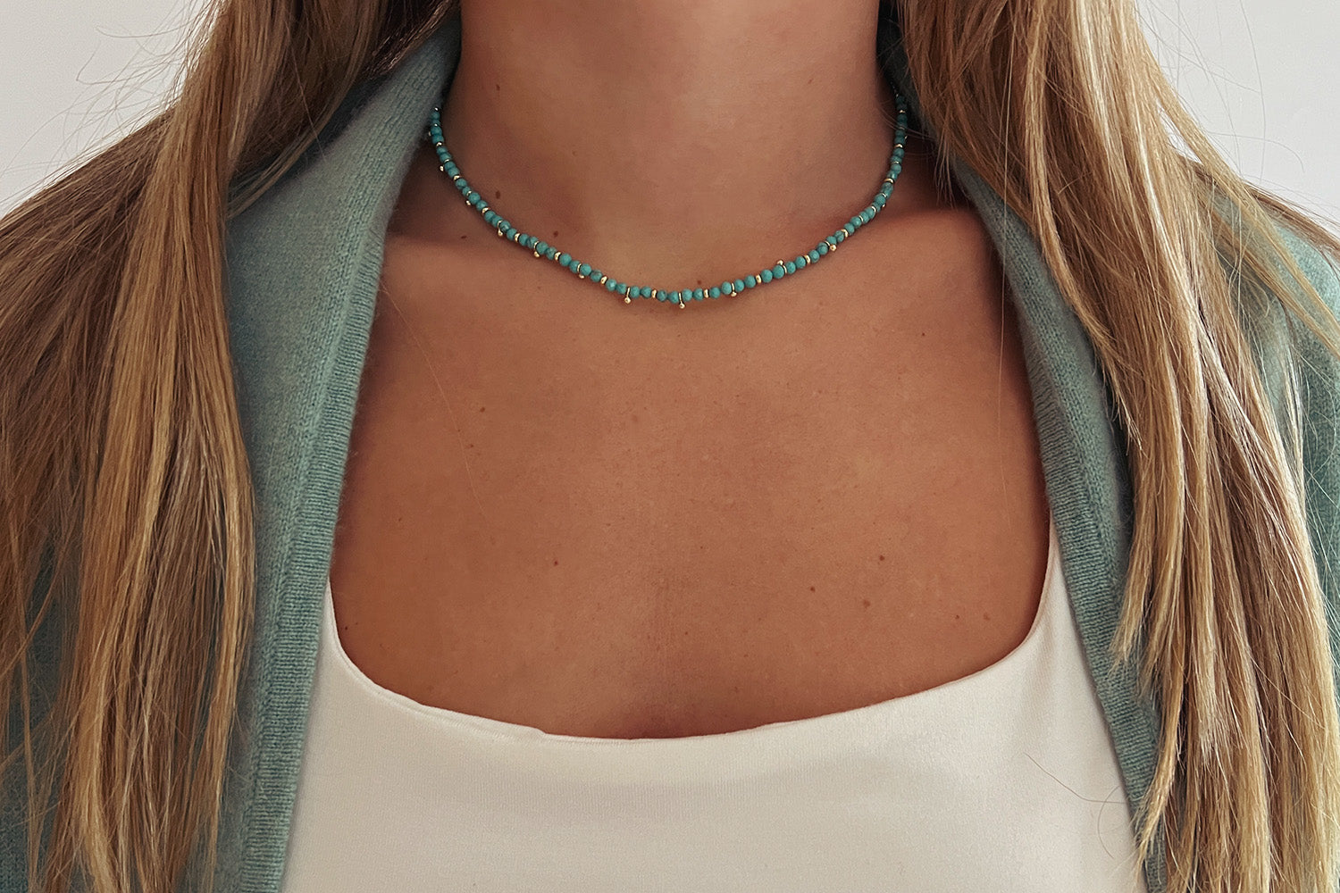 Salus Turquoise Gemstone Gold Neckace - Boho Betty