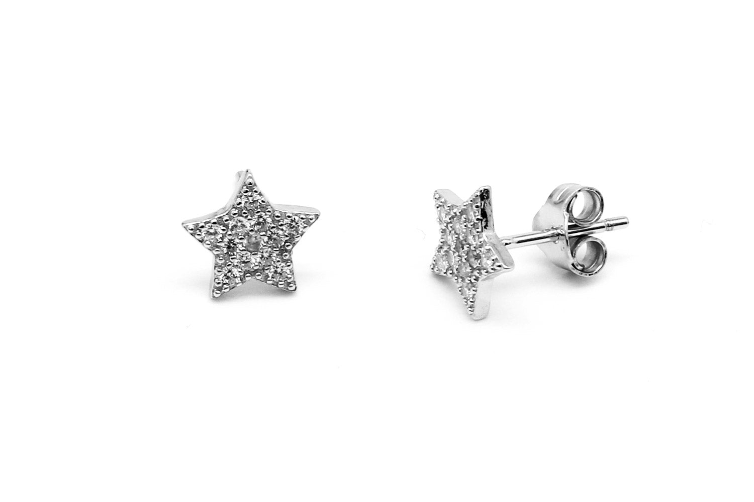 Chastain Silver CZ Star Stud Earrings - Boho Betty