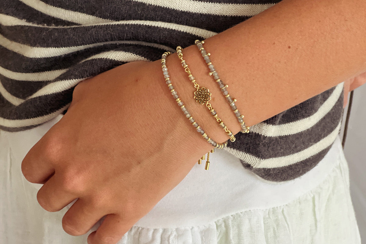 Crown Chakra Gemstone Gold Bracelet - Boho Betty