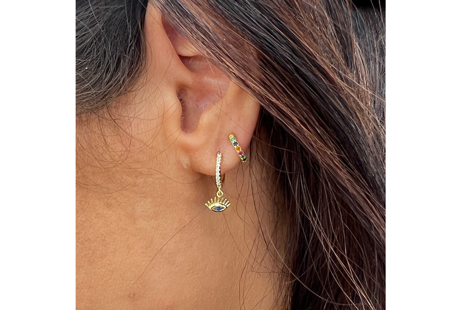 Reddy Multicolour Sterling Silver Huggies - Boho Betty