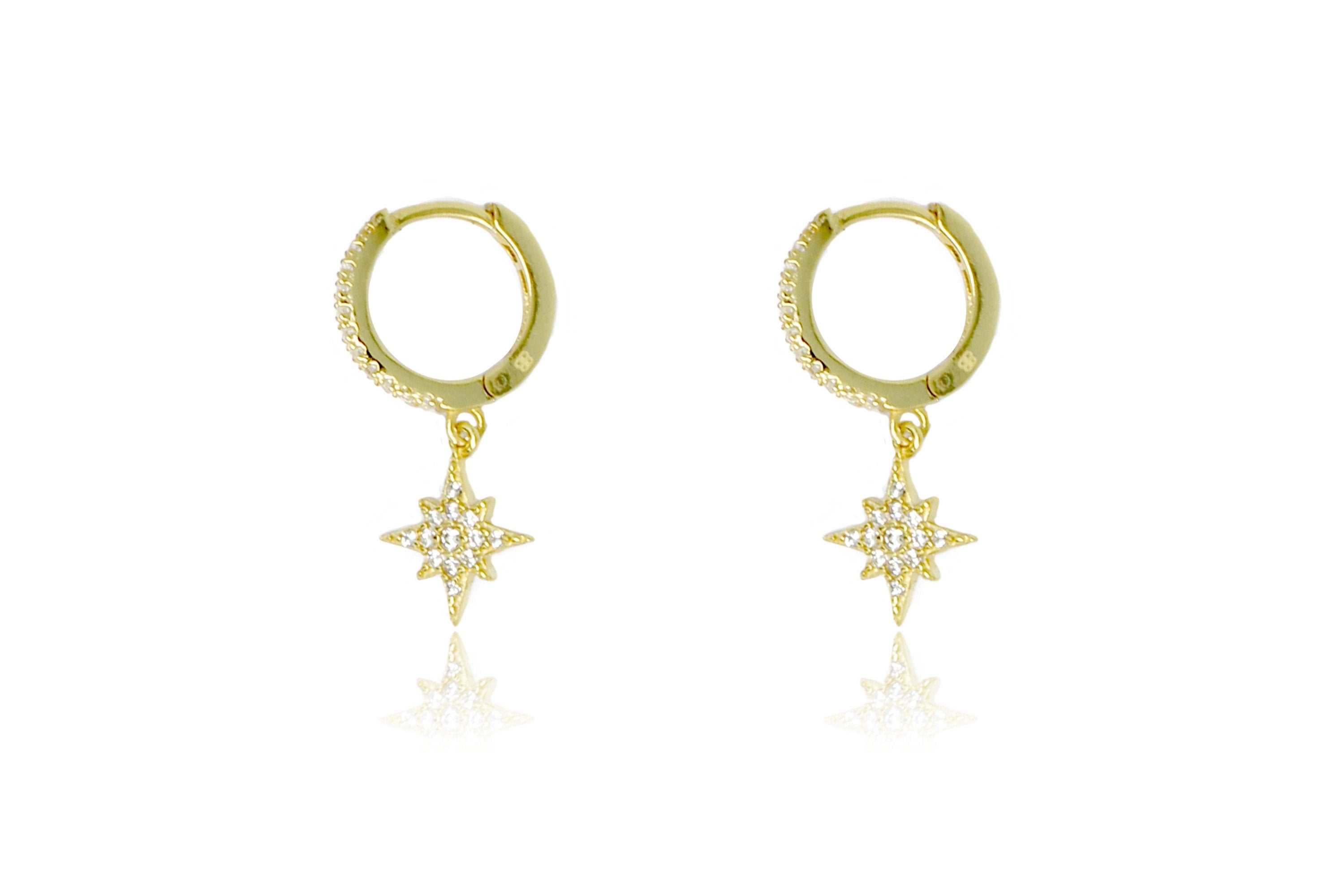 Cohan Gold CZ Star Hoop Earrings - Boho Betty USA