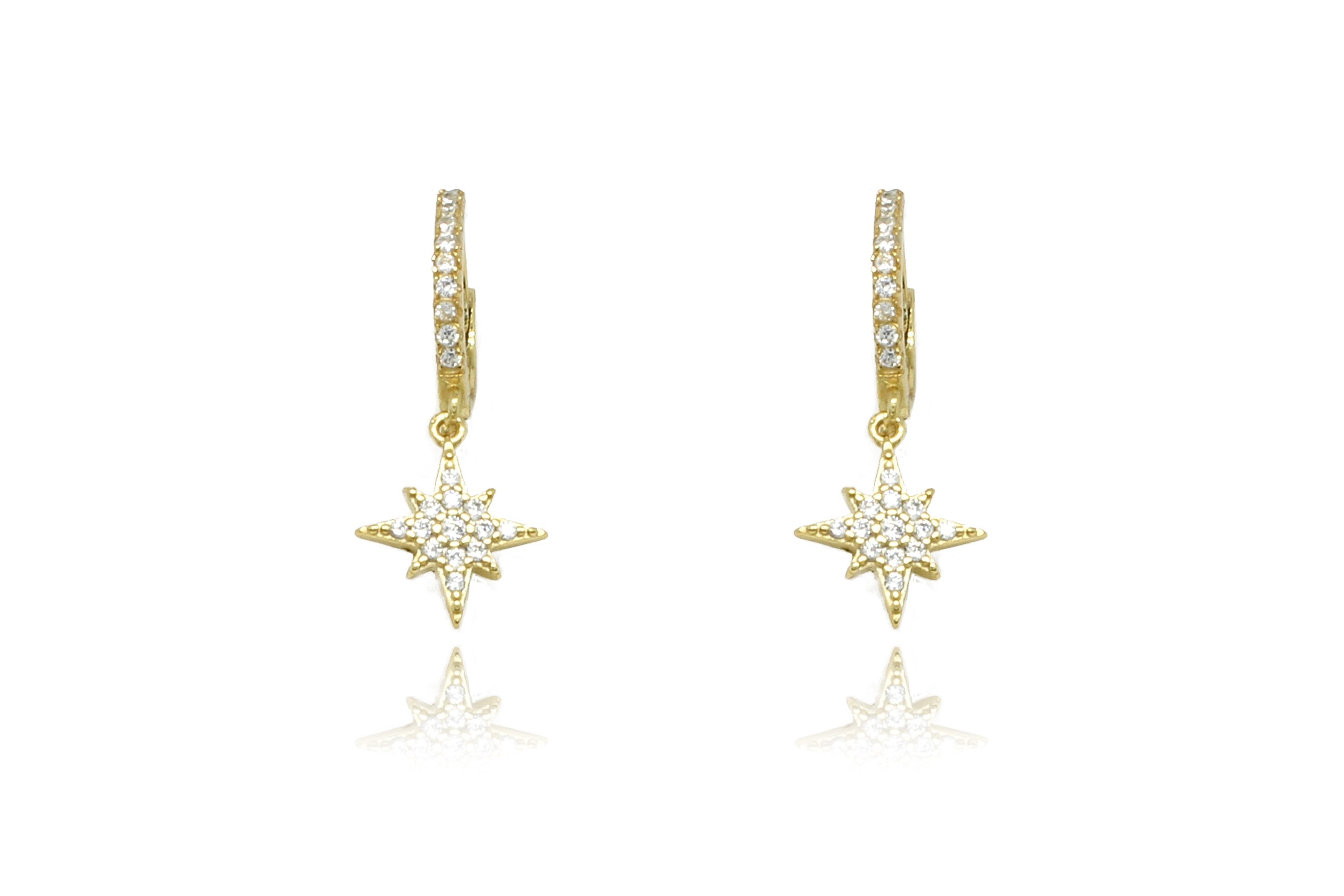 Cohan Gold CZ Star Hoop Earrings - Boho Betty USA