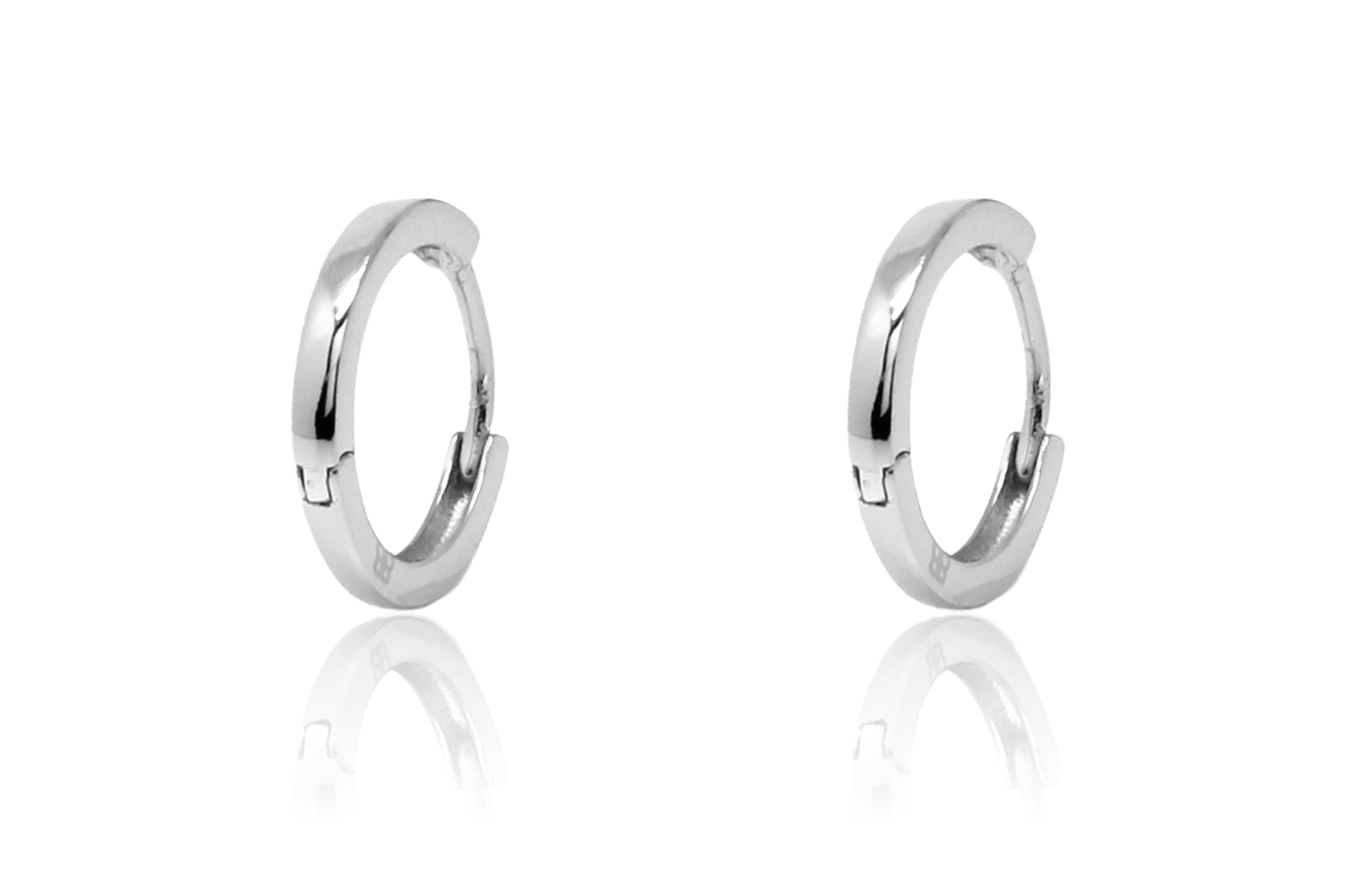 Dorval Silver Plain Hoop Huggie Earrings - Boho Betty