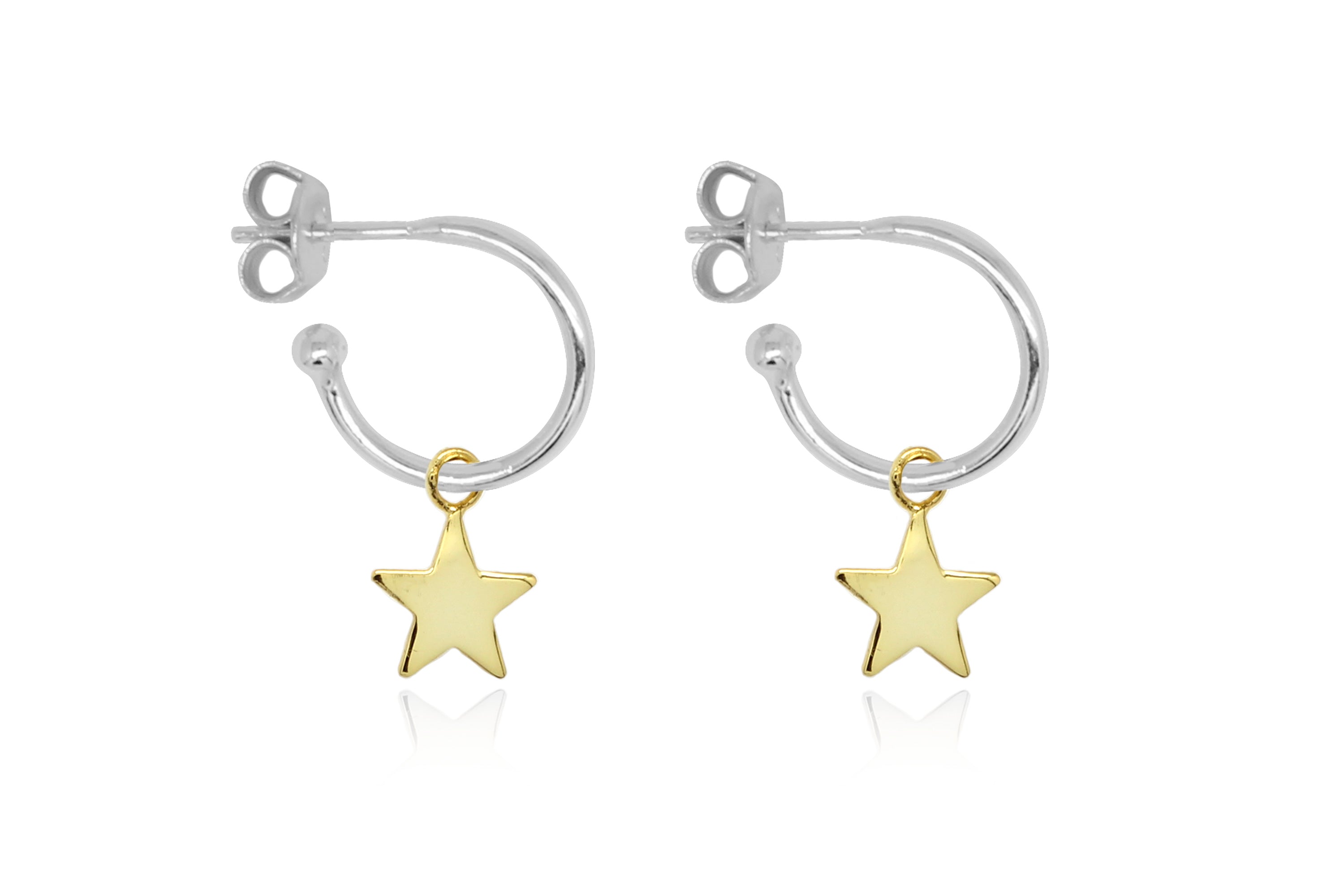 Dushku Silver Star Charm Hoop Earrings - Boho Betty