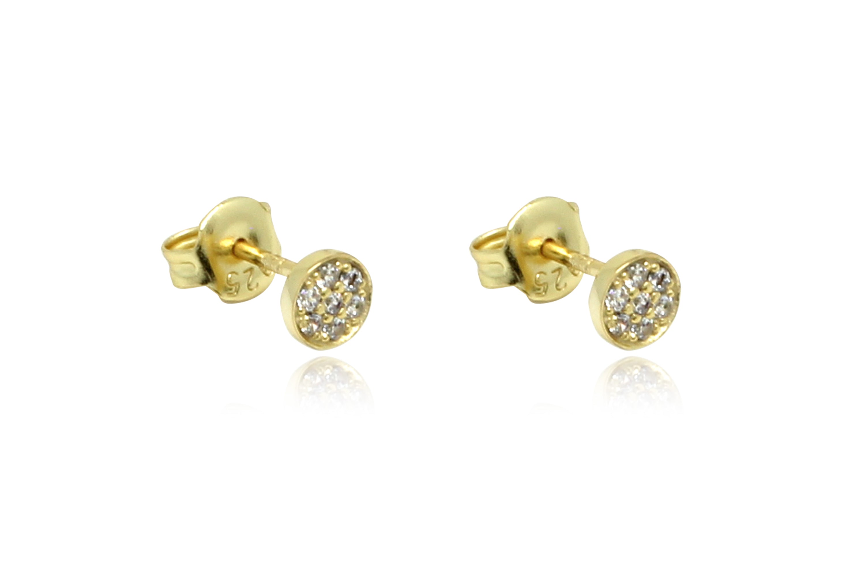 Woodley Clear & Gold Disc Stud Earrings - Boho Betty