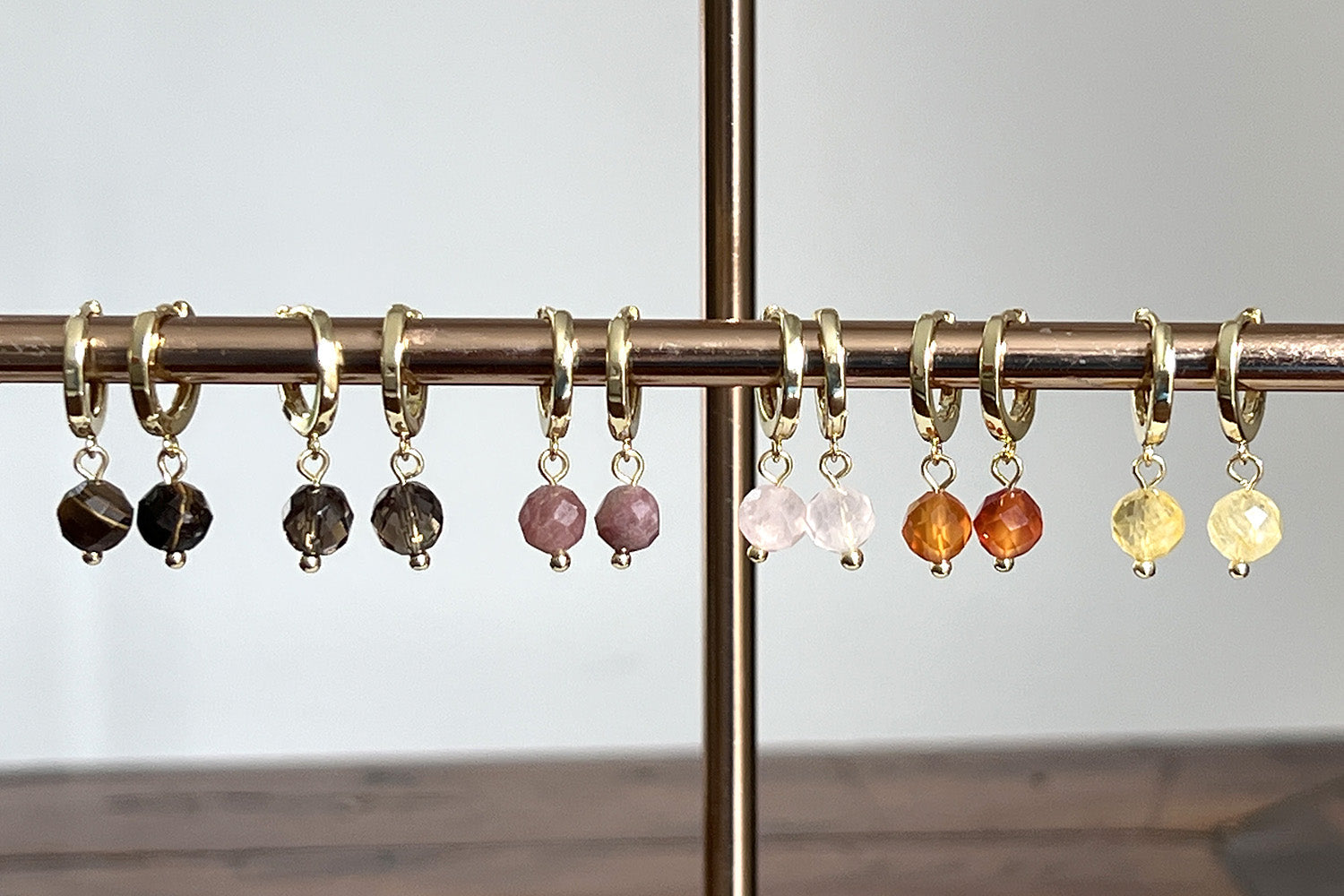 October Birthstone Earrings - Gold & Pink Tourmaline - Boho Betty