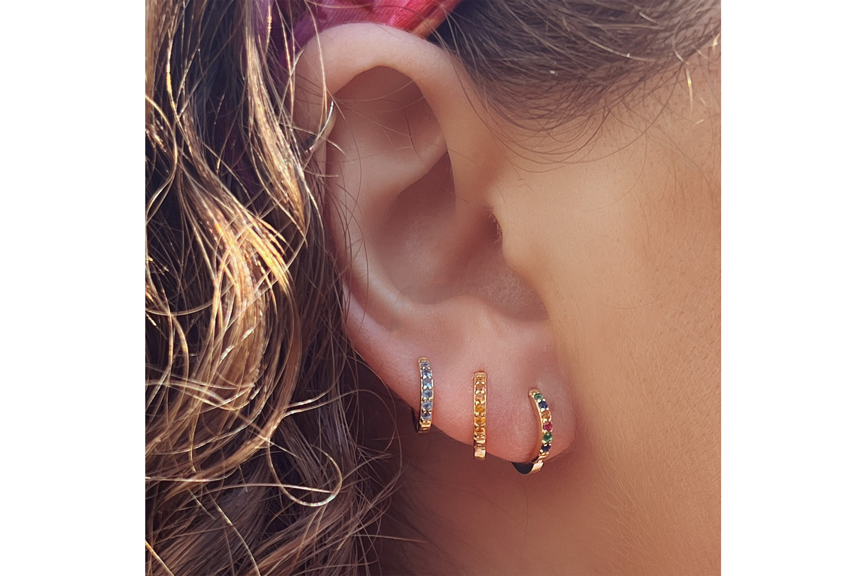 Reddy Multicolour Sterling Silver Huggies - Boho Betty