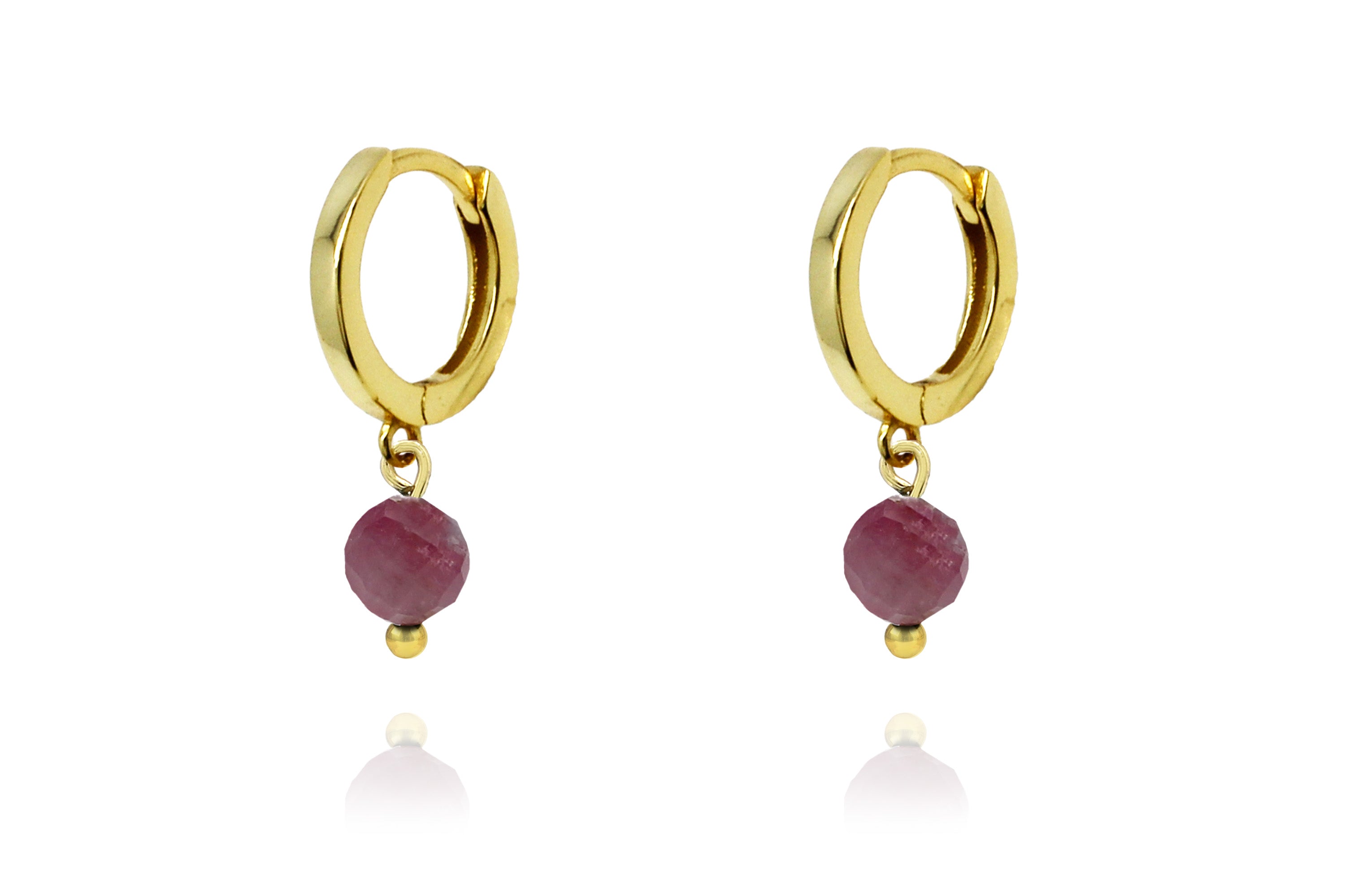 October Birthstone Earrings - Gold & Pink Tourmaline - Boho Betty