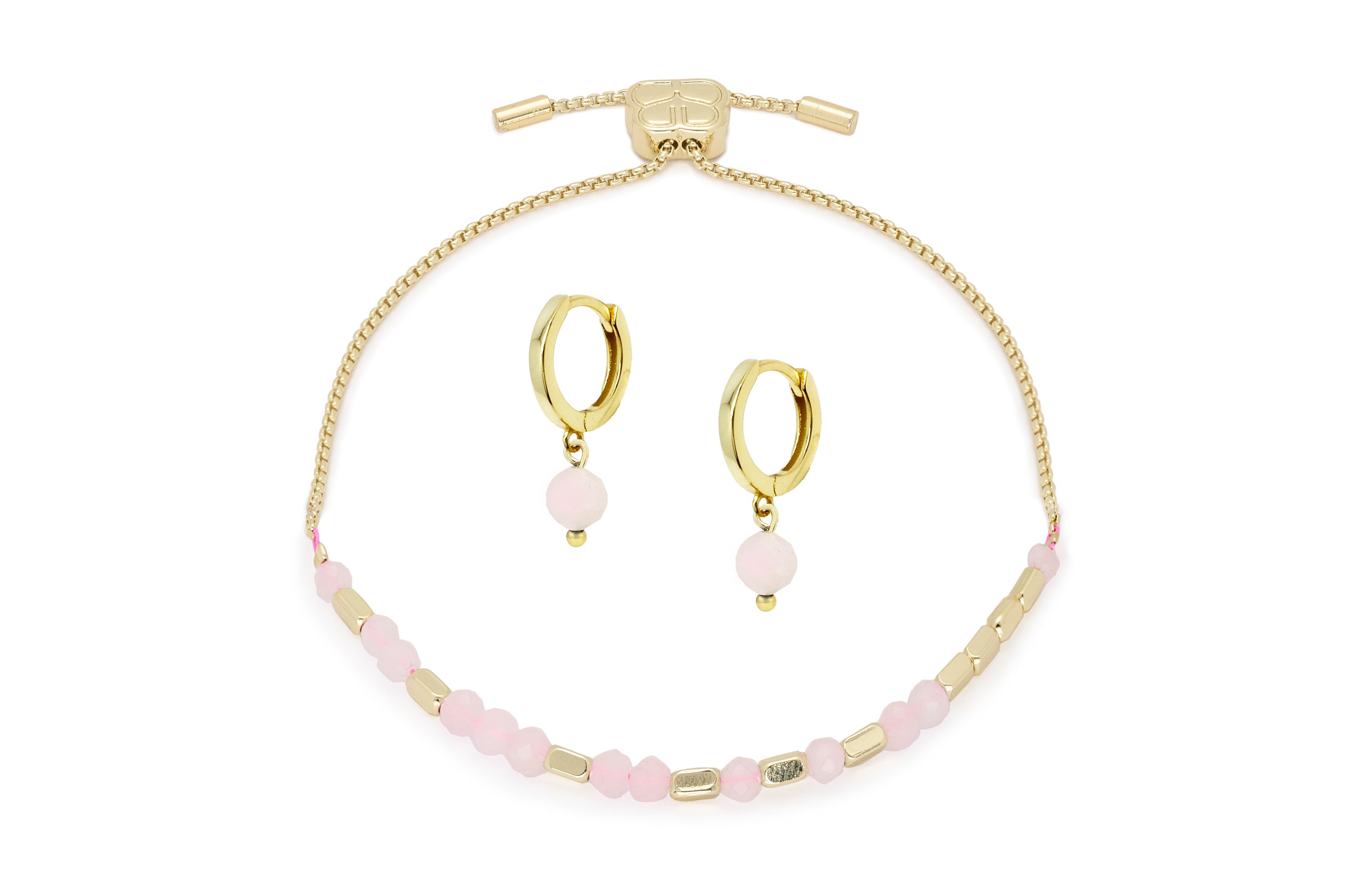 Morse Code Gemstone Gold Bracelet & Earring Gift Set