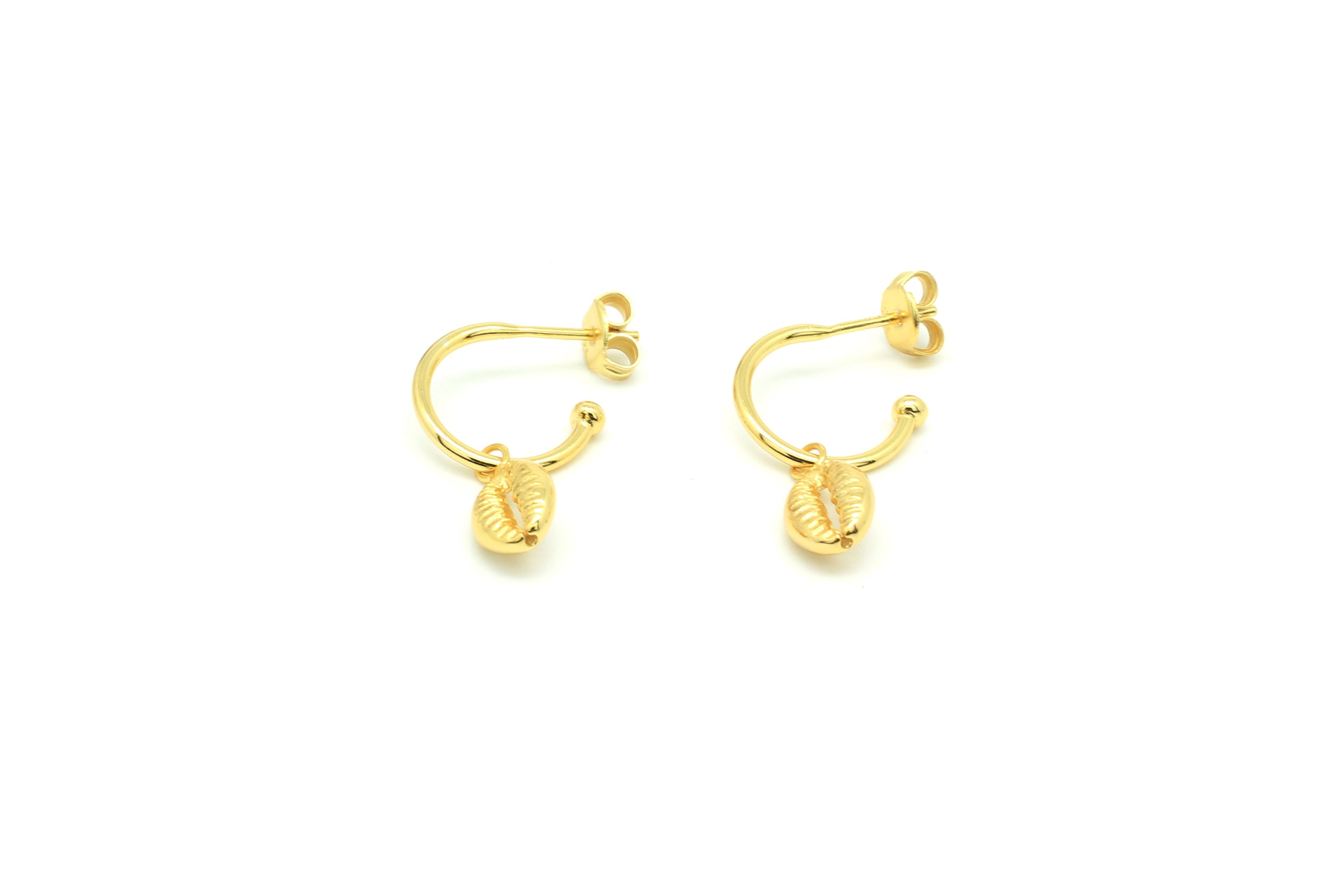 Tatyana Gold Shell Half Hoop Earrings - Boho Betty