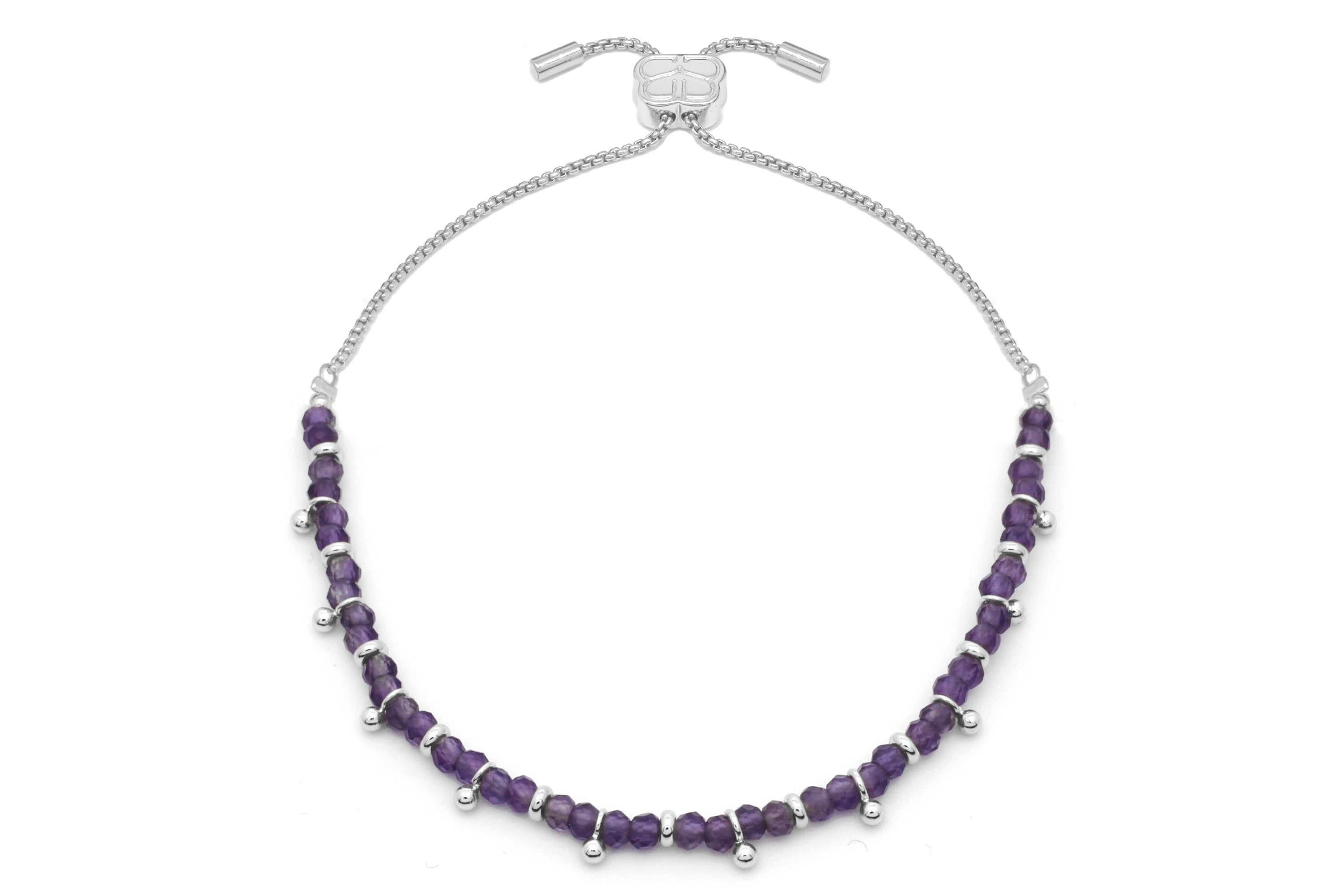 Harmony Amethyst Silver Bracelet - Boho Betty