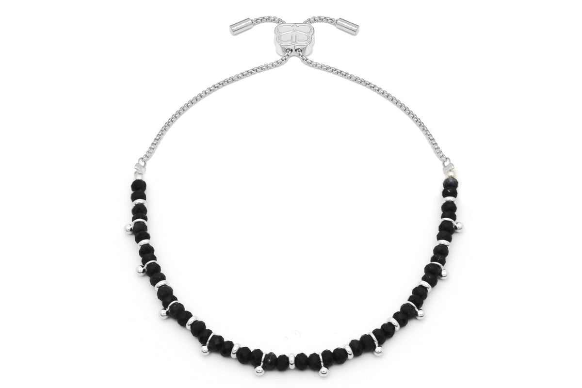 Harmony Black Spinel Silver Bracelet - Boho Betty
