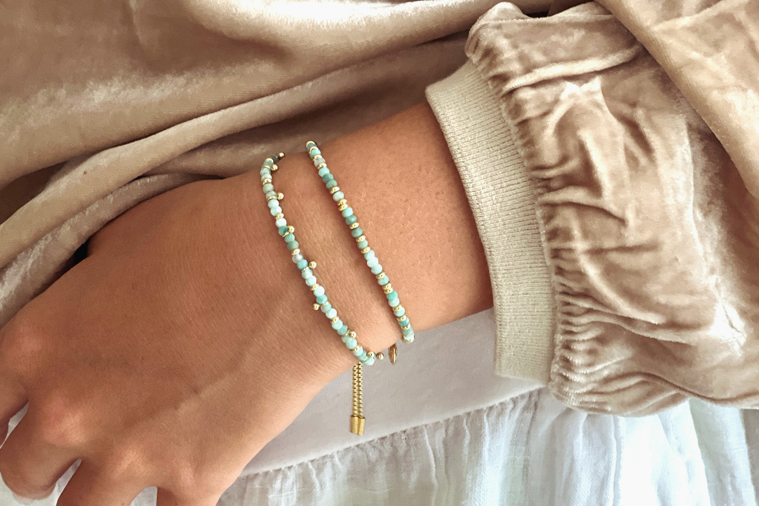 Harmony Amazonite Gold Bracelet - Boho Betty