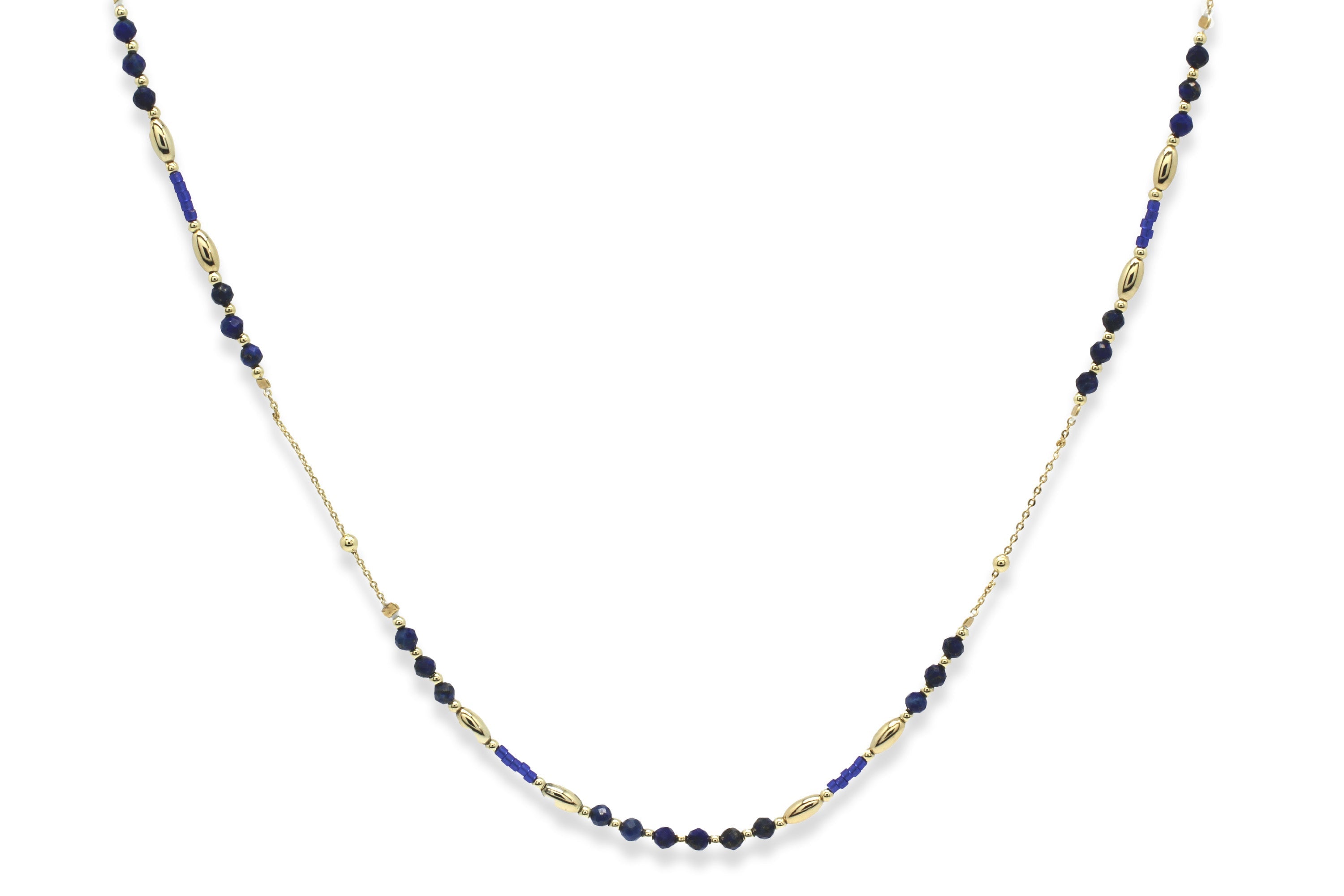 Horus Lapis Gold Gemstone Necklace - Boho Betty