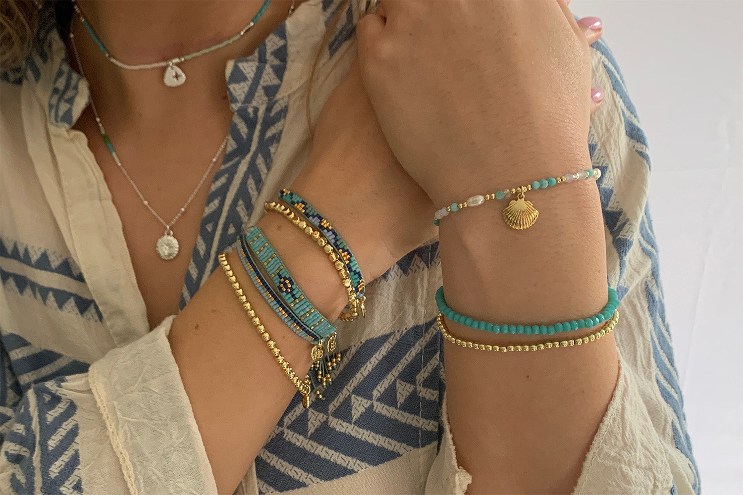 Fancy Blue Beaded Friendship Bracelet - Boho Betty
