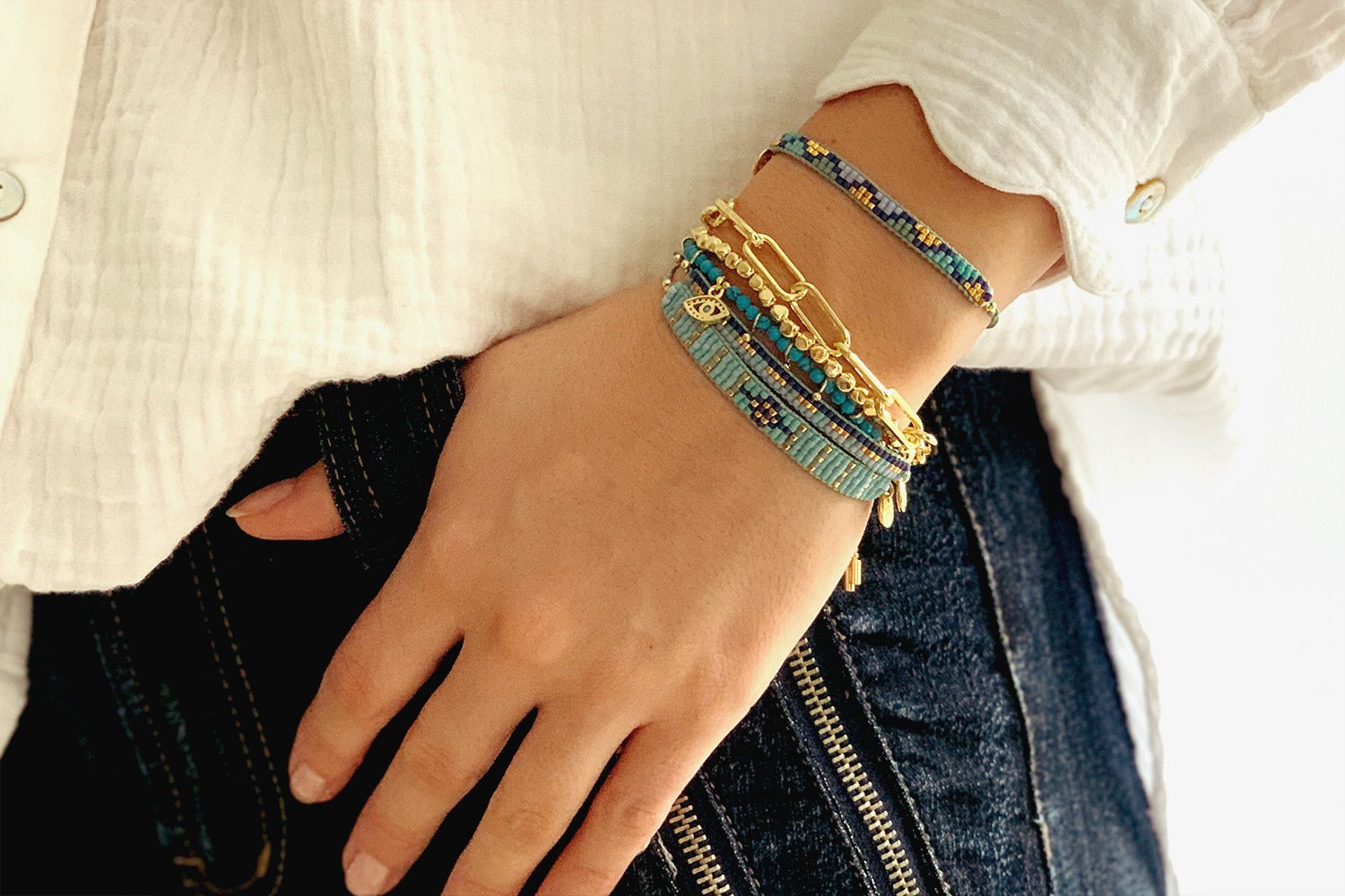 Fancy Blue Beaded Friendship Bracelet - Boho Betty