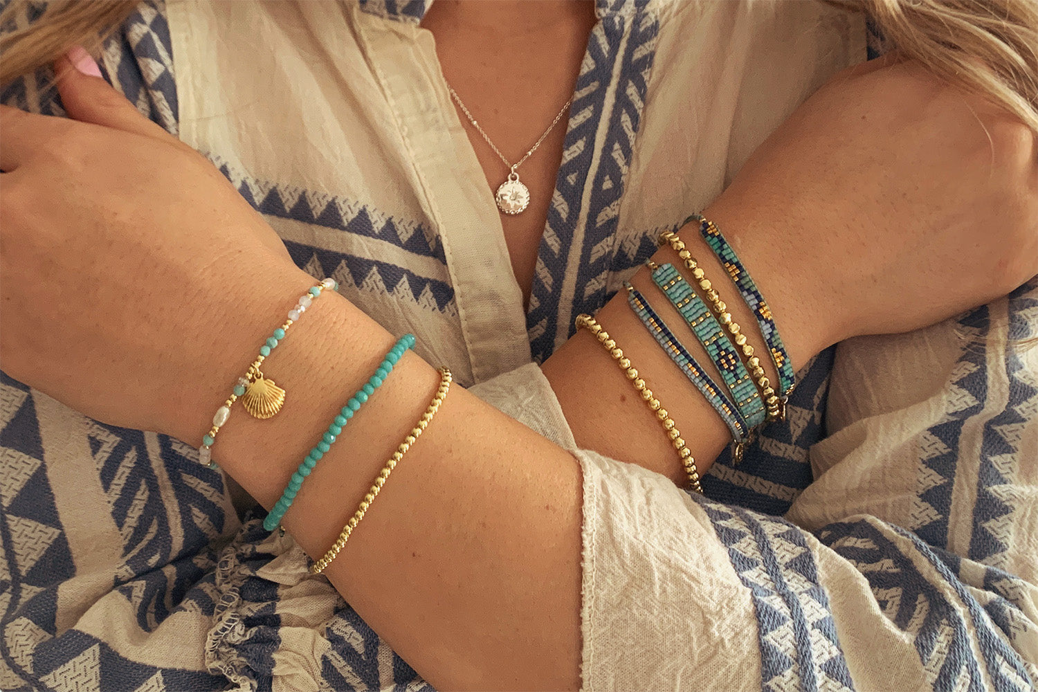 Fancy Blue Beaded Friendship Bracelet - Boho Betty
