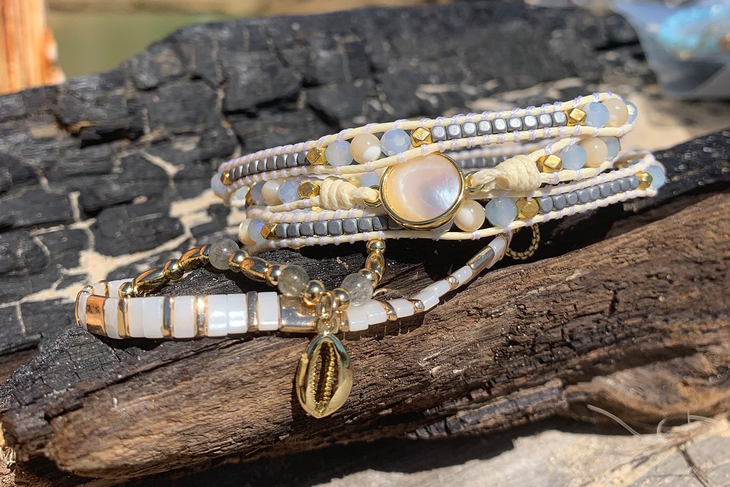 America Labradorite & Semi Precious Stone Wrap Bracelet - Boho Betty USA