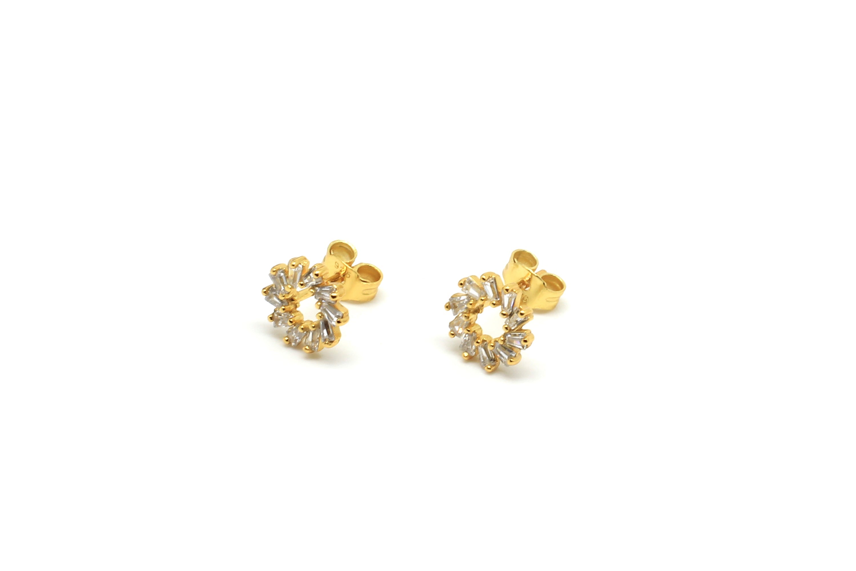 Maeve Gold Hollow CZ Stud Earrings - Boho Betty